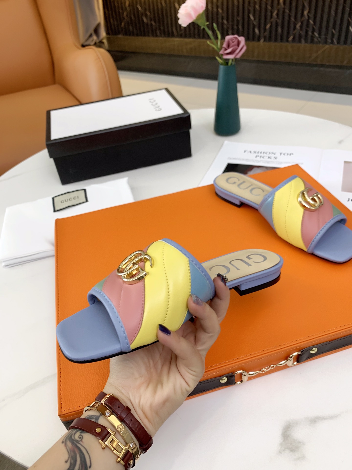 G*u*i double g rainbow mules multicolour 15425109