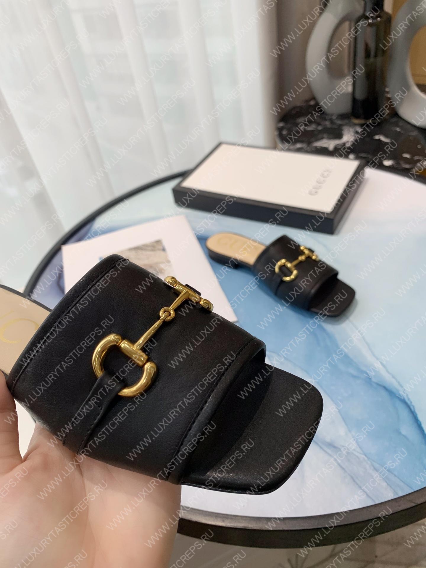 G*u*i double g leather sandals black p00535868