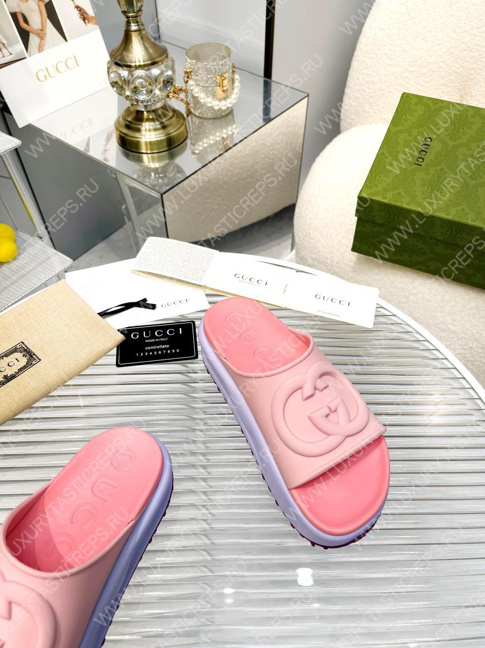 G*u*i slide sandal pink & purple 692845