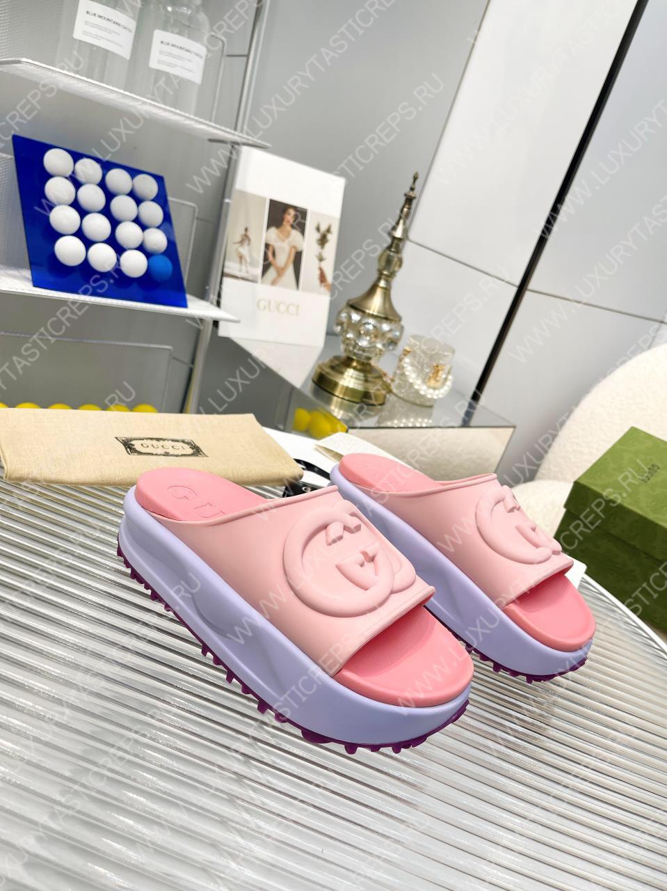 G*u*i slide sandal pink & purple 692845