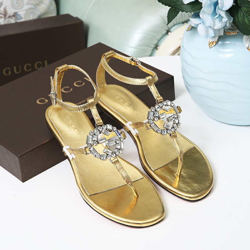 G*u*i gg sparkling thong flat sandal gold, silver and black 497444