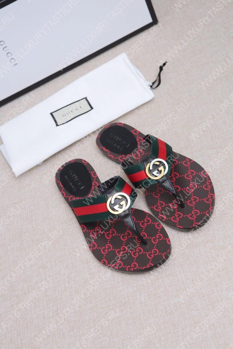 G*u*i gg web sandals black kaki/red 612138