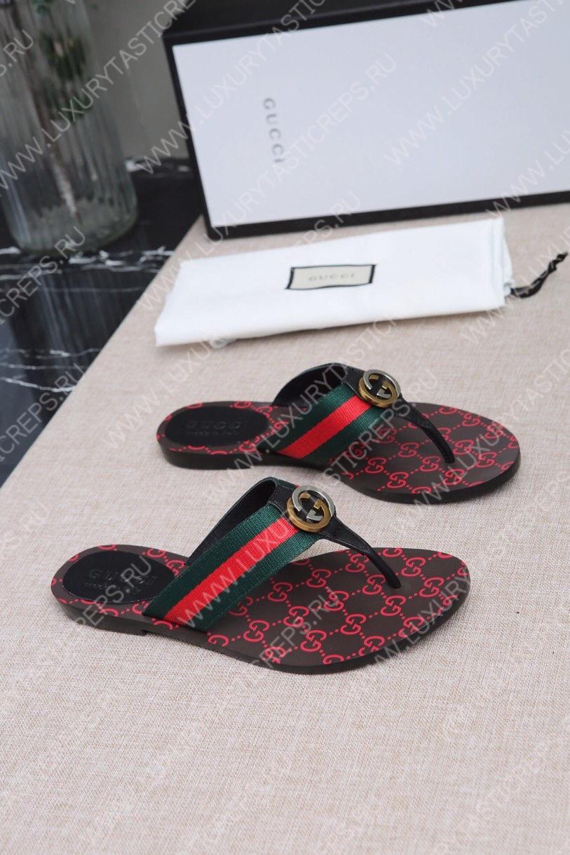 G*u*i gg web sandals black kaki/red 612138