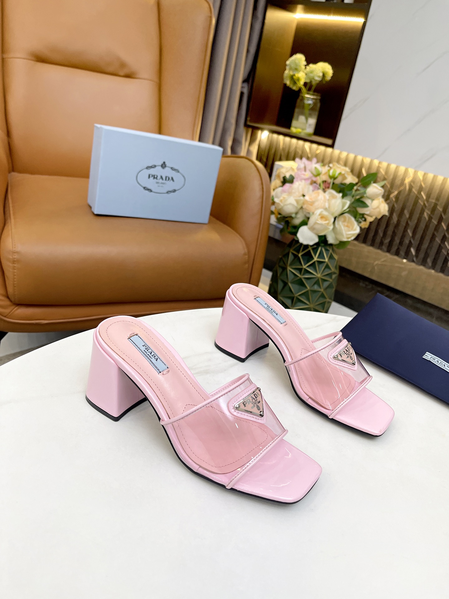 Pra*a plexiglas and patent leather sandals pink 1xx644