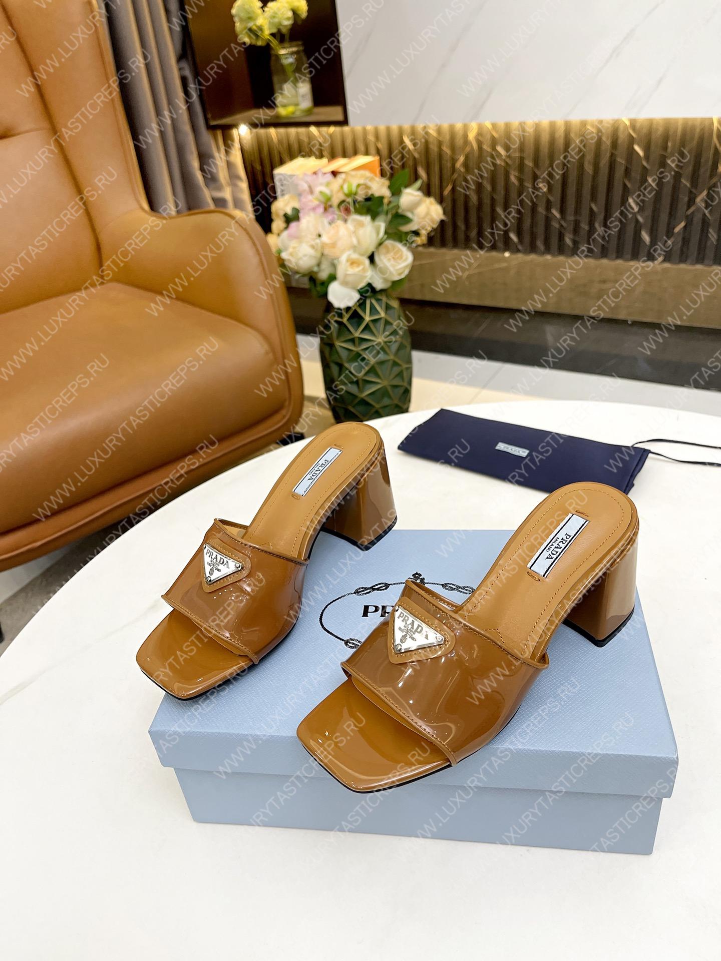 Pra*a plexiglas and patent leather brown 1xx644