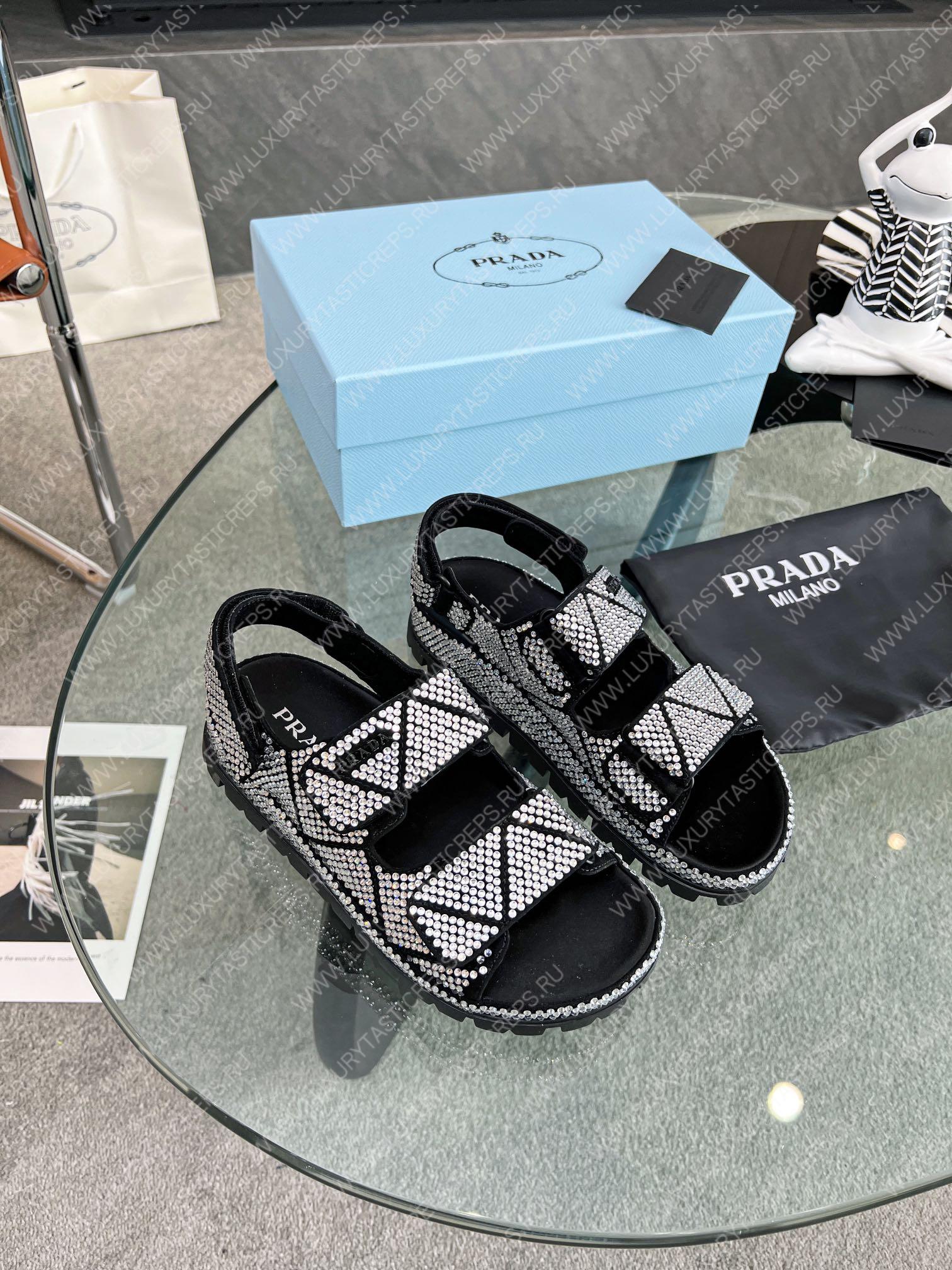 Pra*a stain sandals with crystals white 1x013n