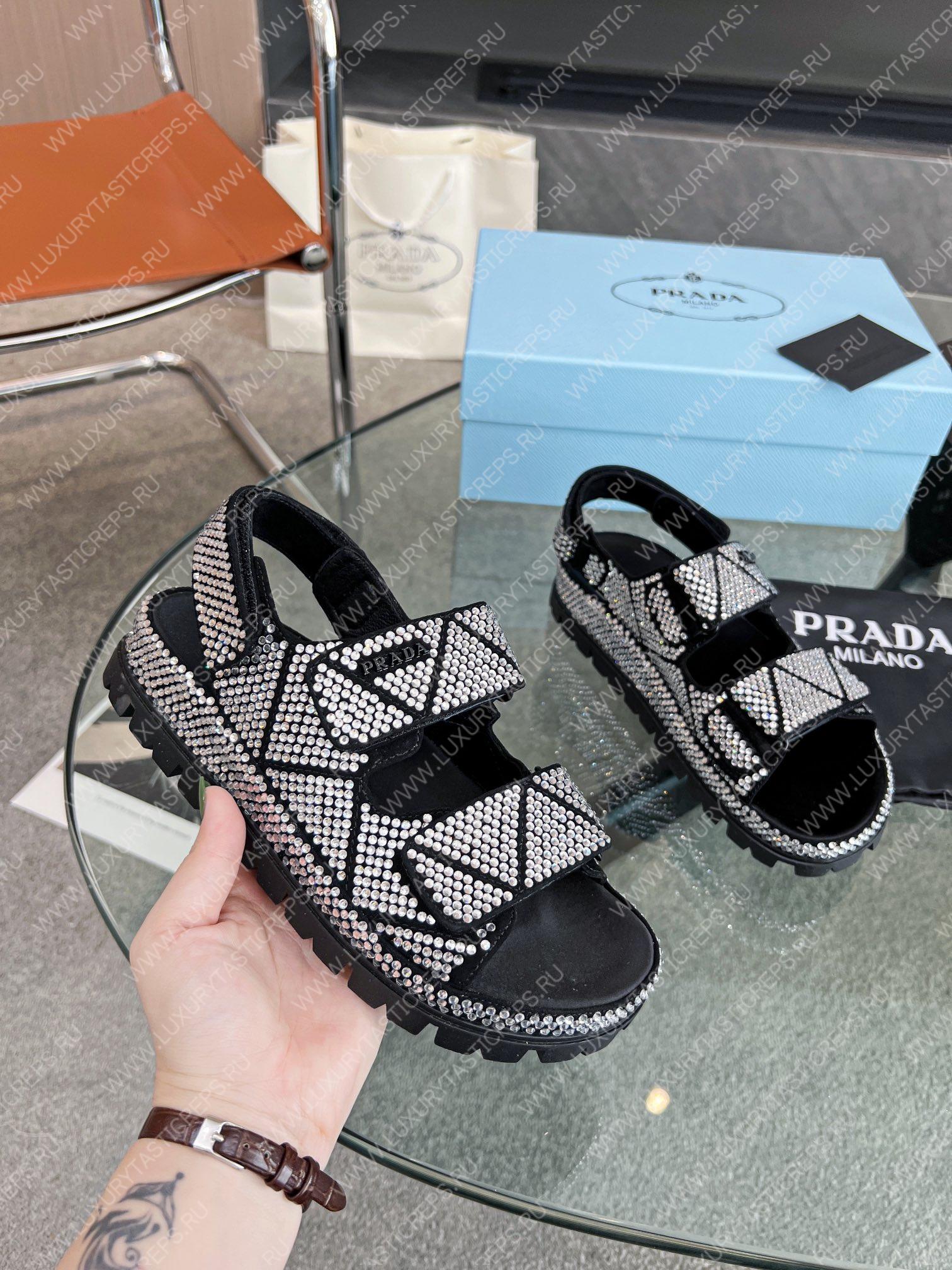 Pra*a stain sandals with crystals white 1x013n