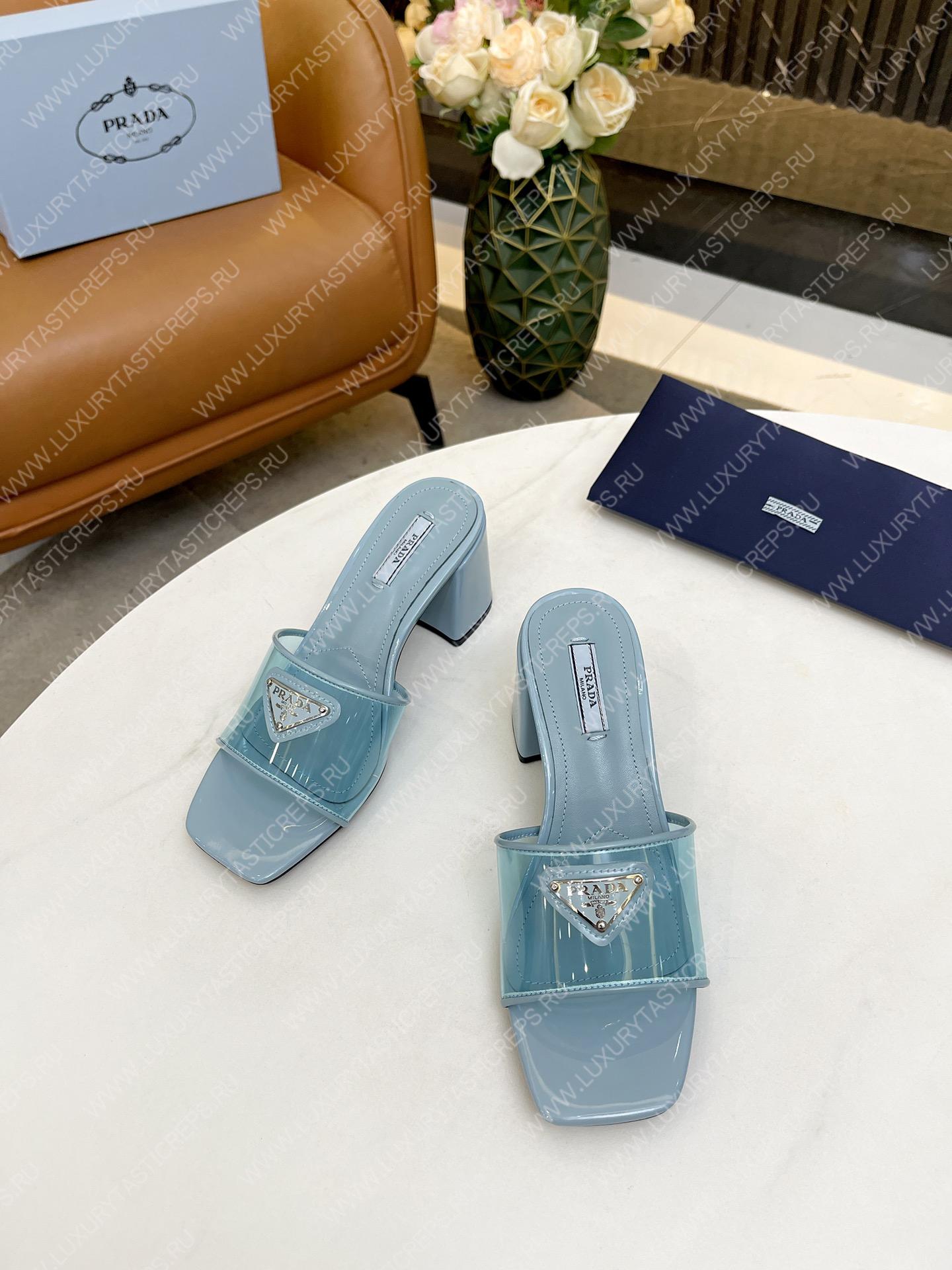 Pra*a plexiglas & patent leather sandals light blue 1xx644