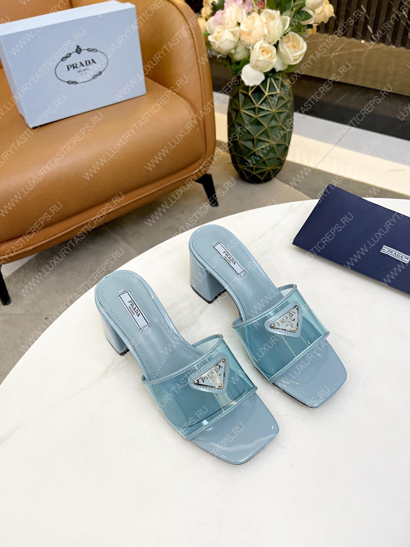 Pra*a plexiglas & patent leather sandals light blue 1xx644