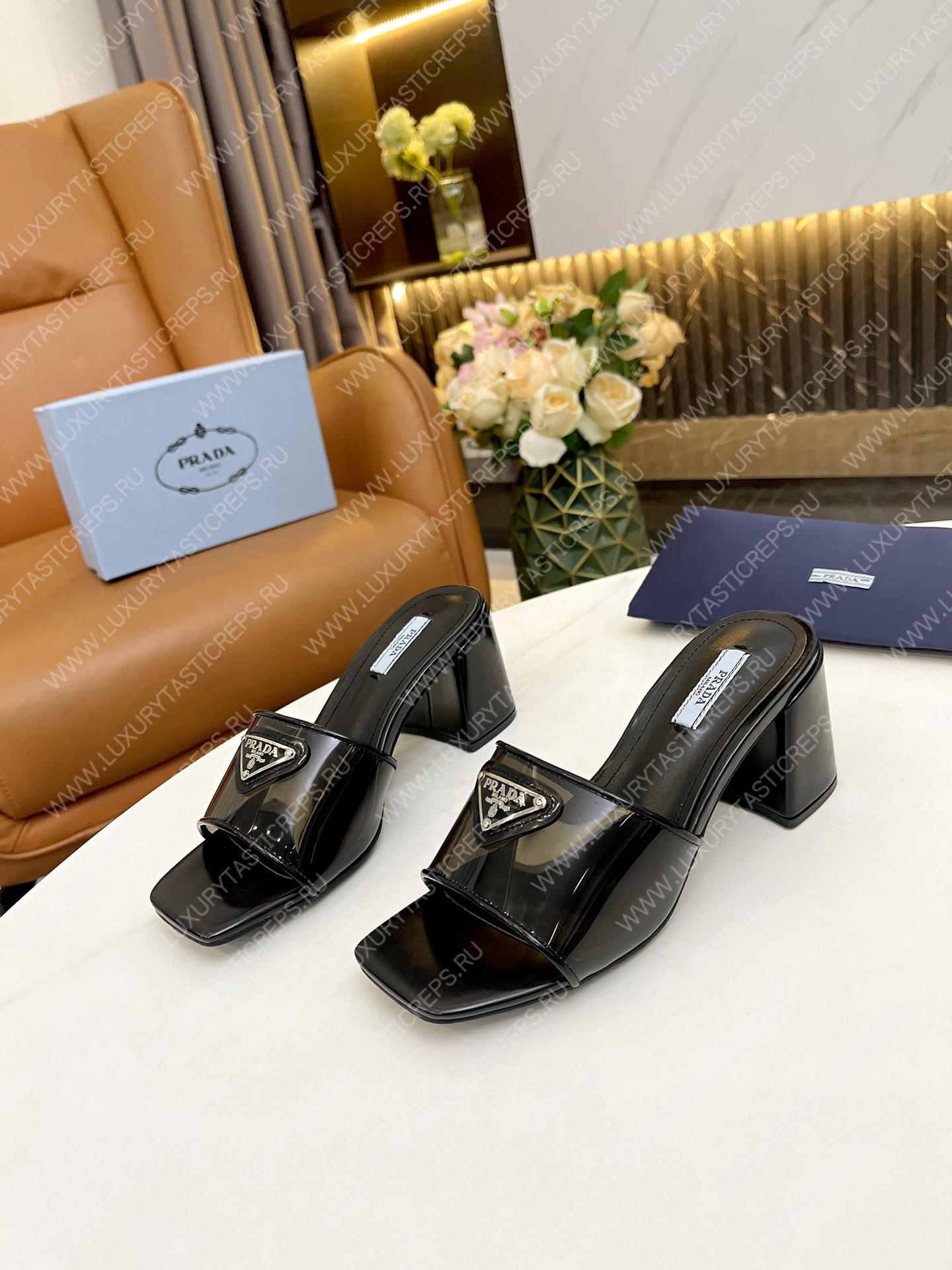 Pra*a plexiglas & patent leather sandals black 1xx644