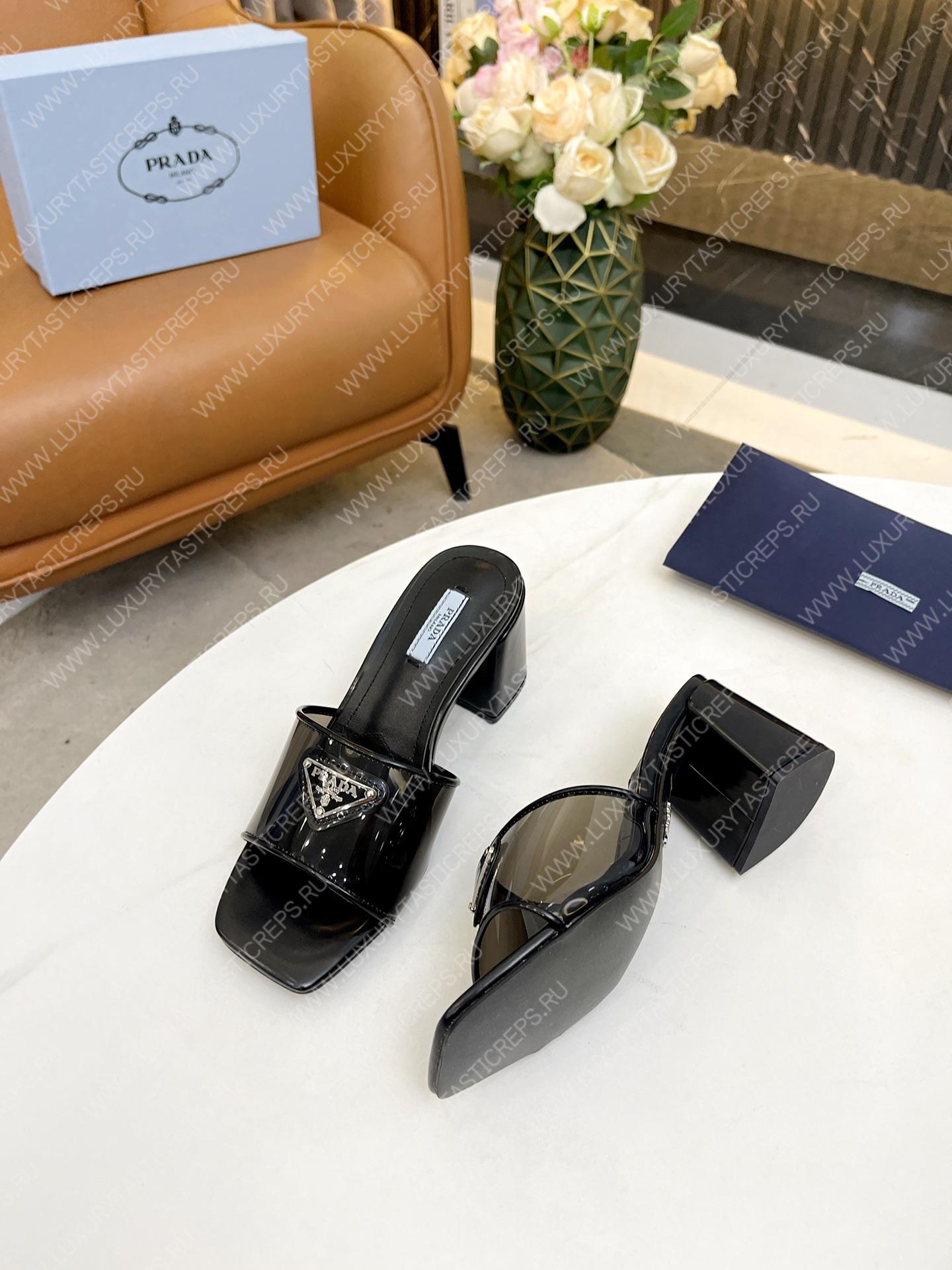 Pra*a plexiglas & patent leather sandals black 1xx644