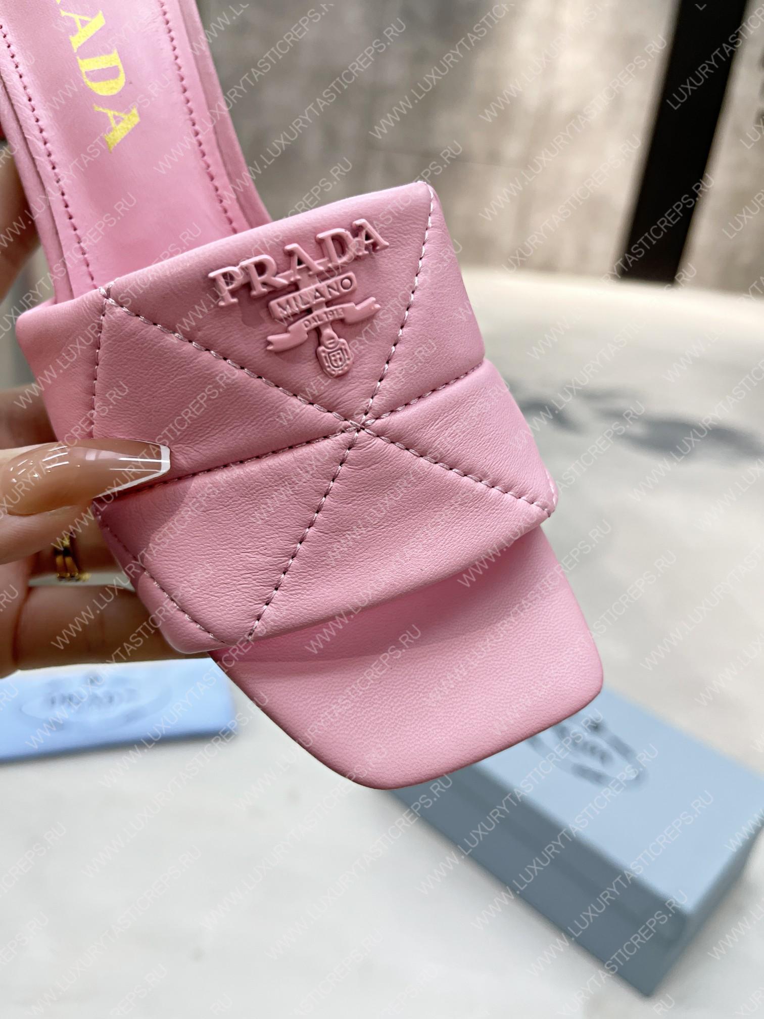 Pra*a quilted nappa leather heeled sandals pink 1xx583