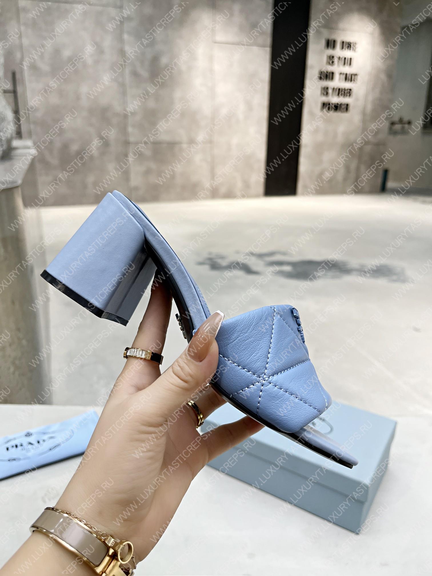 Pra*a quilted nappa leather heeled sandals light blue 1xx583