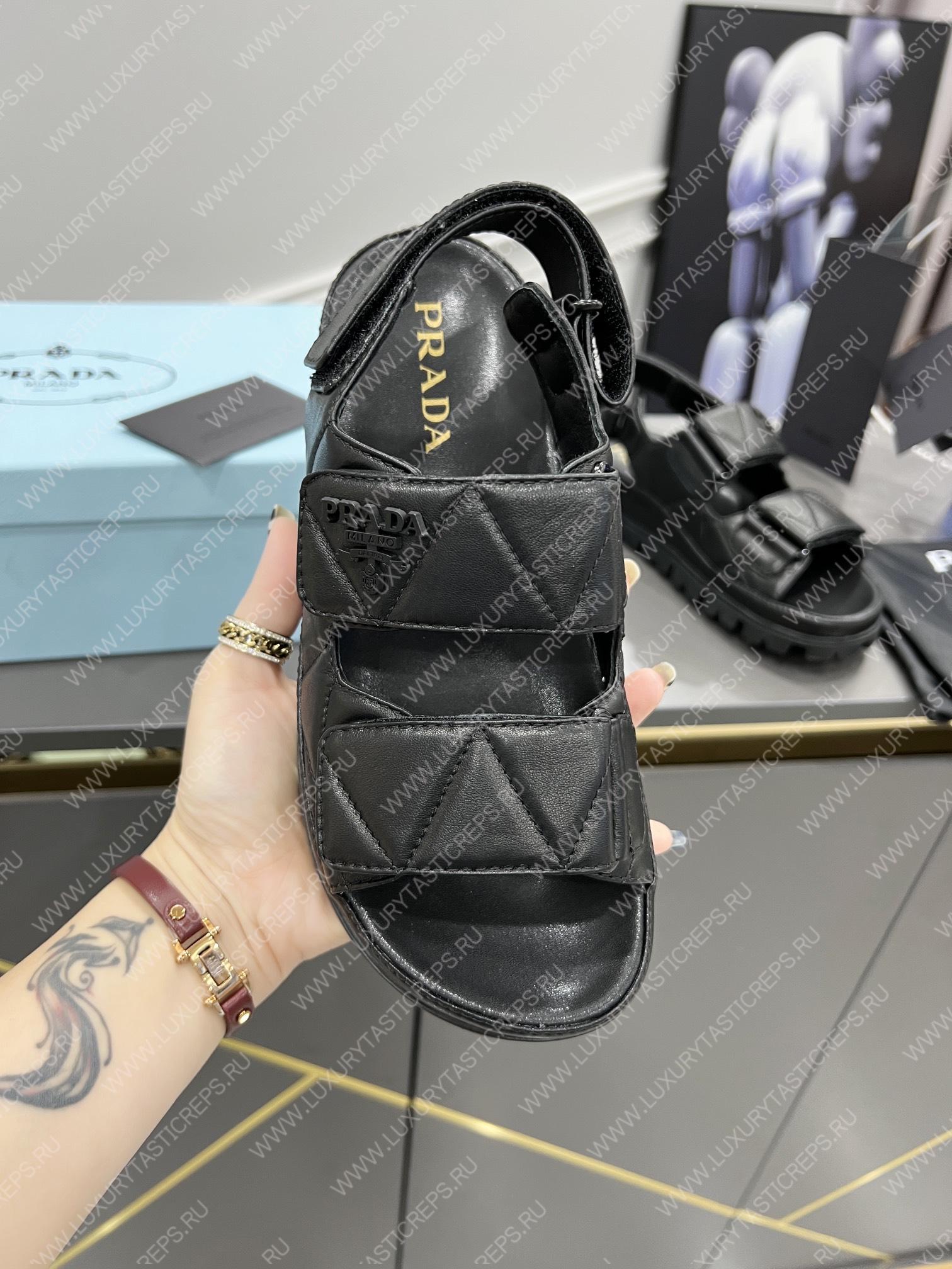 Pra*a padded nappa leather sandals black leather 1x721m