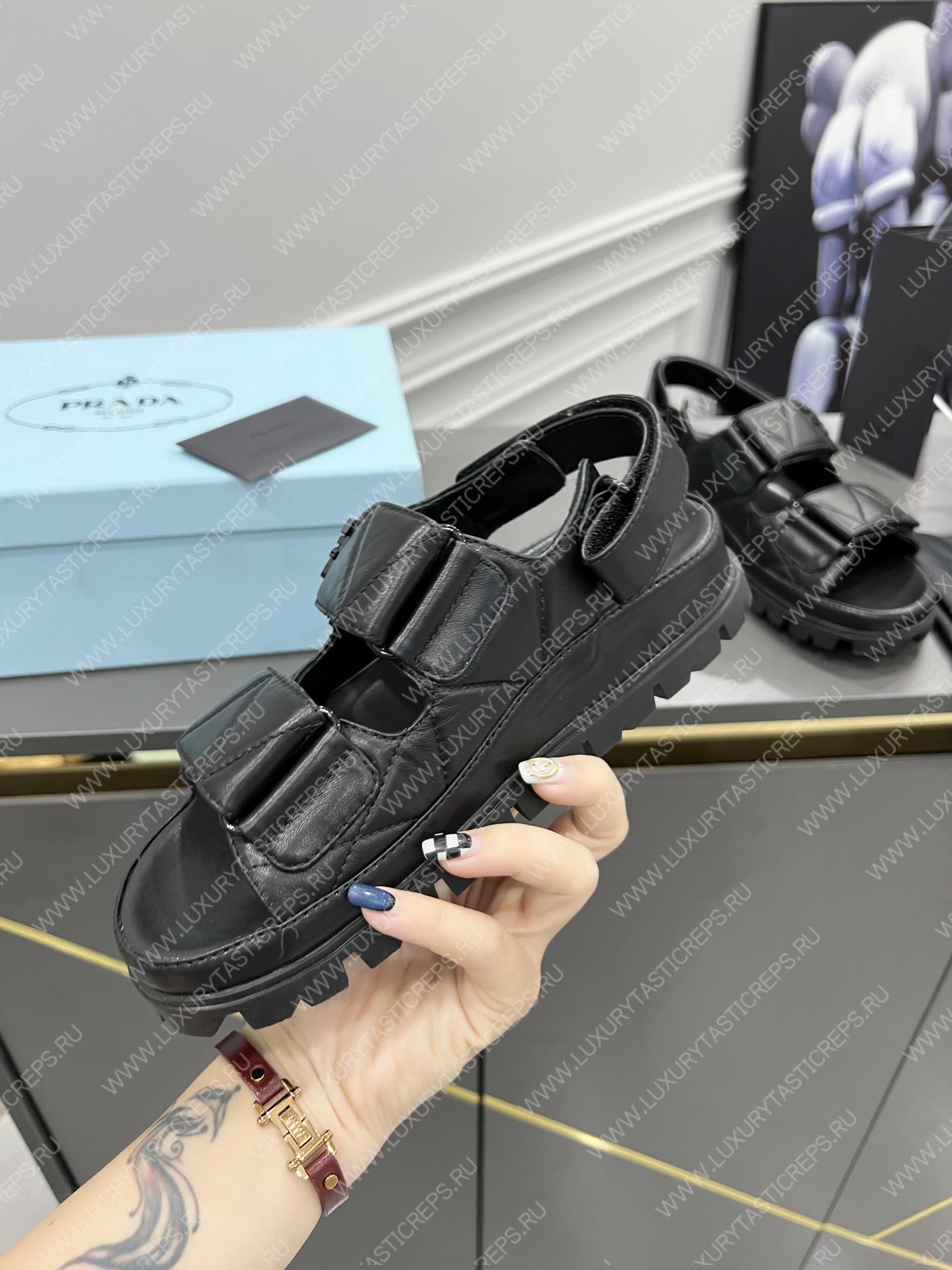 Pra*a padded nappa leather sandals black leather 1x721m