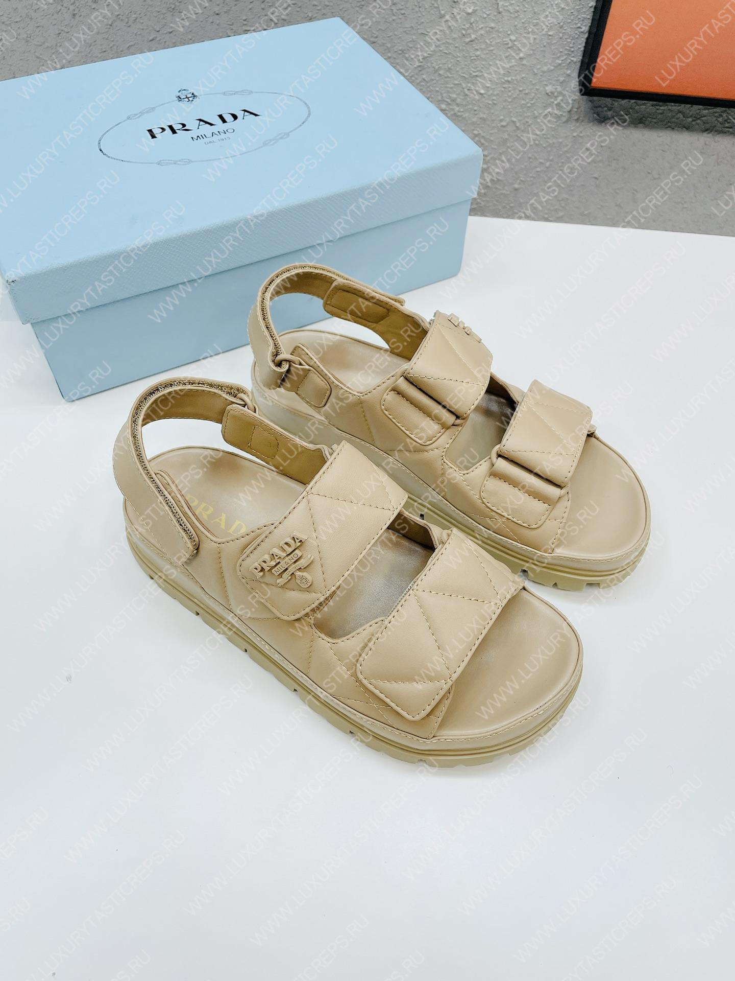 Pra*a padded nappa leather sandals desert beige 1x721m