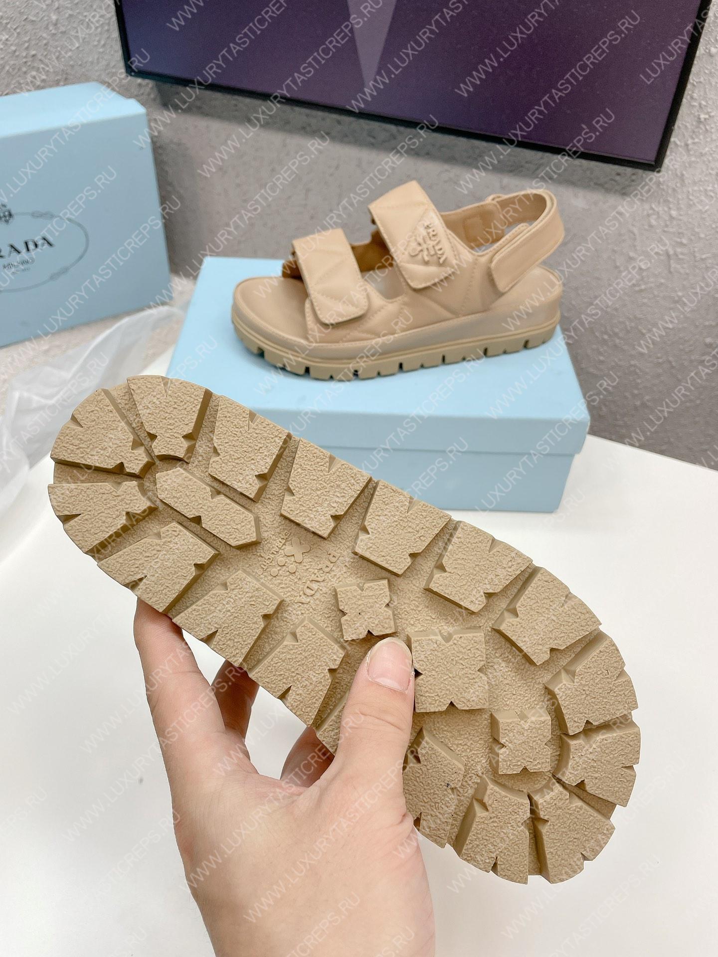 Pra*a padded nappa leather sandals desert beige 1x721m