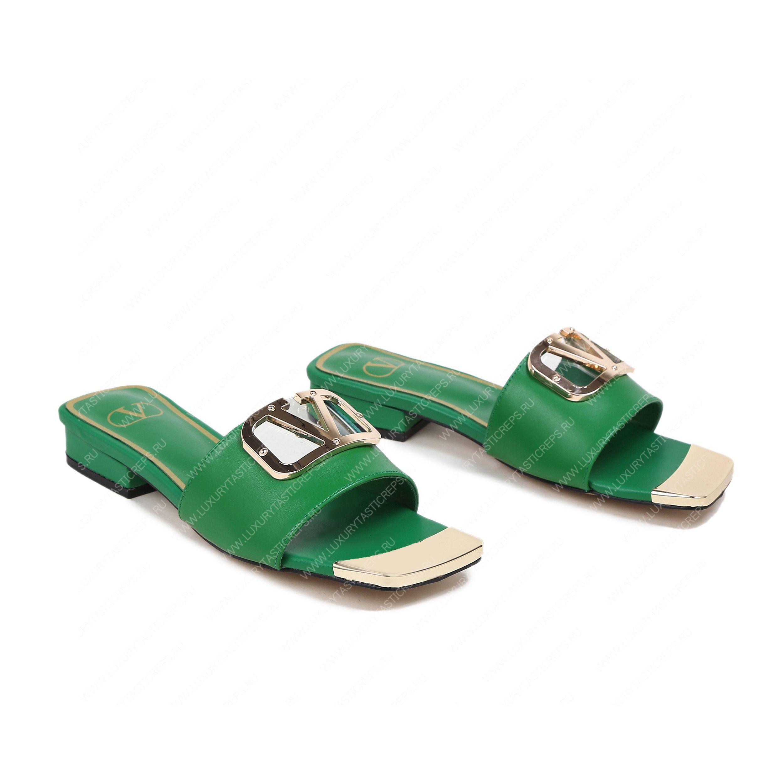 VALENTINO VLOGO SIGNATURE SLIDE SANDAL GREEN ZW2S0M21HWS0CR