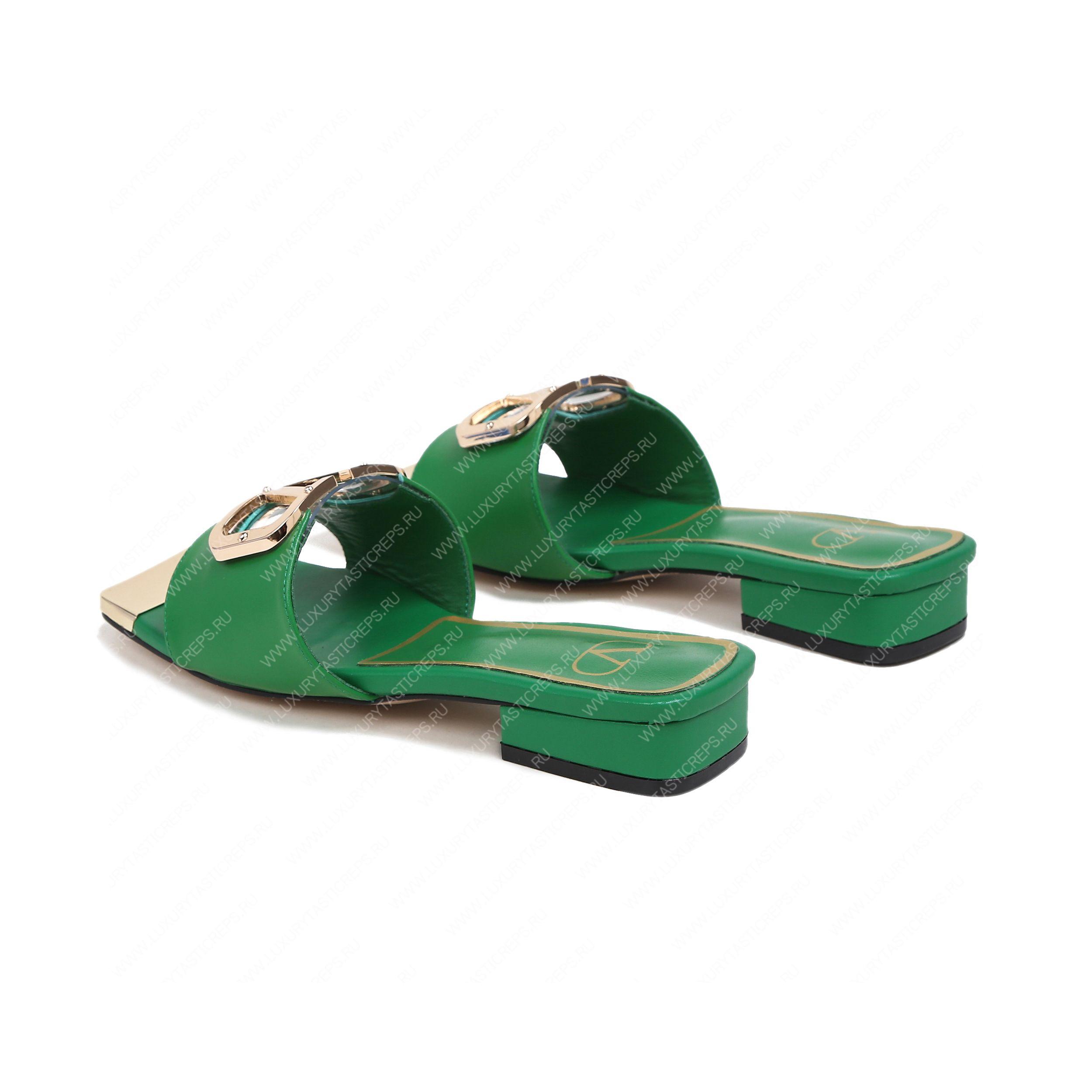 VALENTINO VLOGO SIGNATURE SLIDE SANDAL GREEN ZW2S0M21HWS0CR