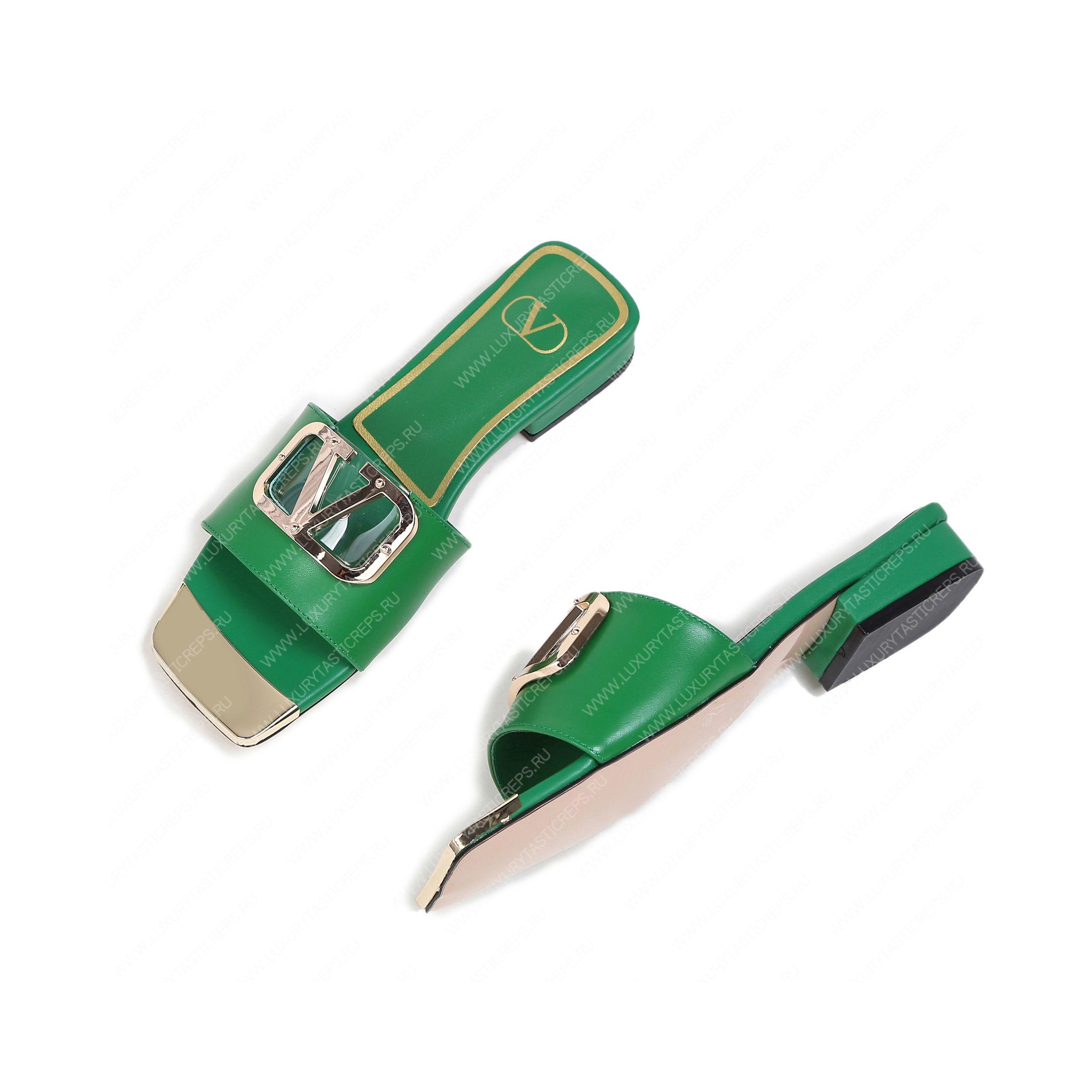 VALENTINO VLOGO SIGNATURE SLIDE SANDAL GREEN ZW2S0M21HWS0CR