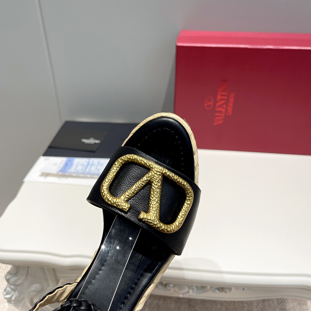 VALENTINO ANKLE STRAP WEDGE SANDAL BLACK 2W2S0F95BAE0NO