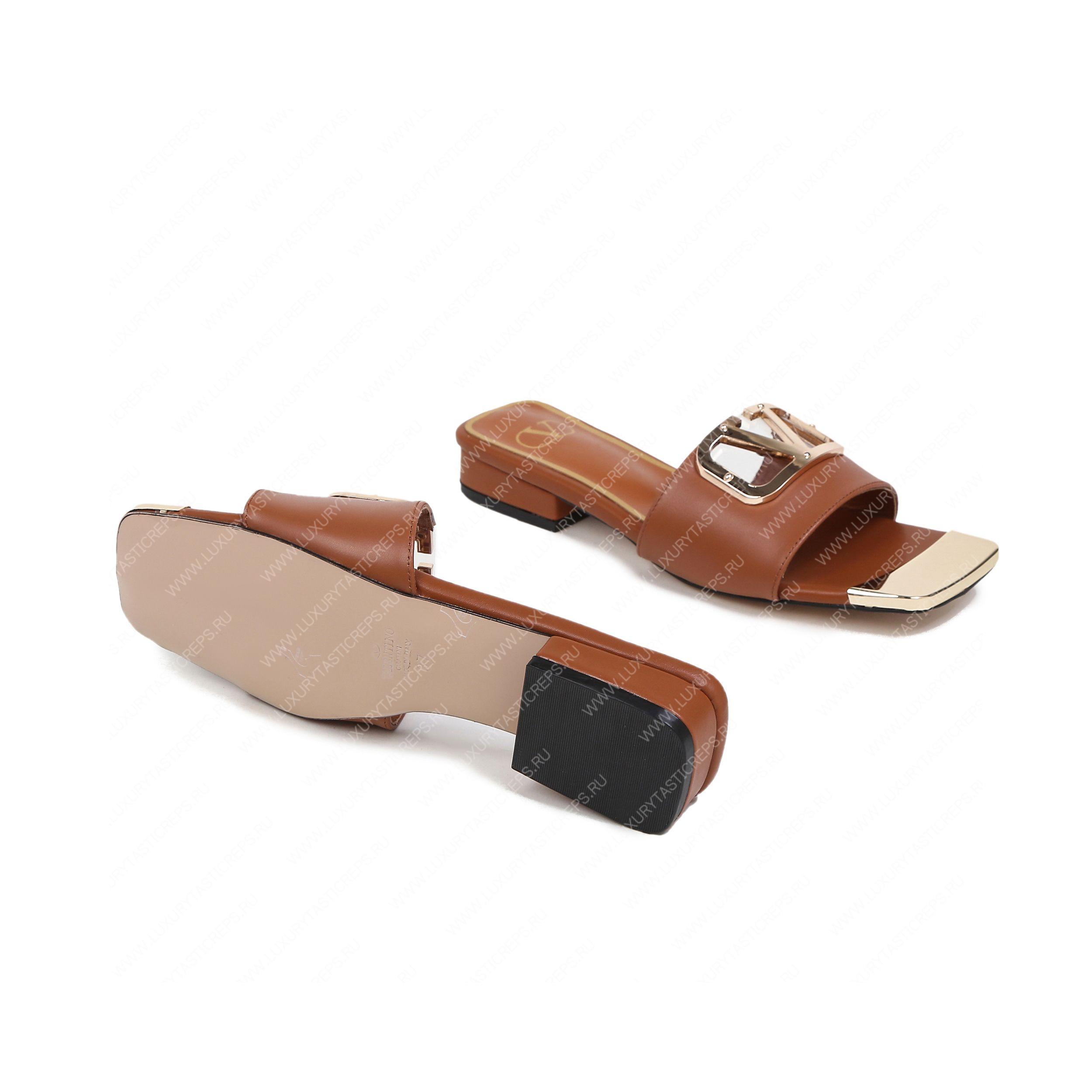 VALENTINO VLOGO SIGNATURE SLIDE SANDAL BROWN ZW2S0M21HWS0CR