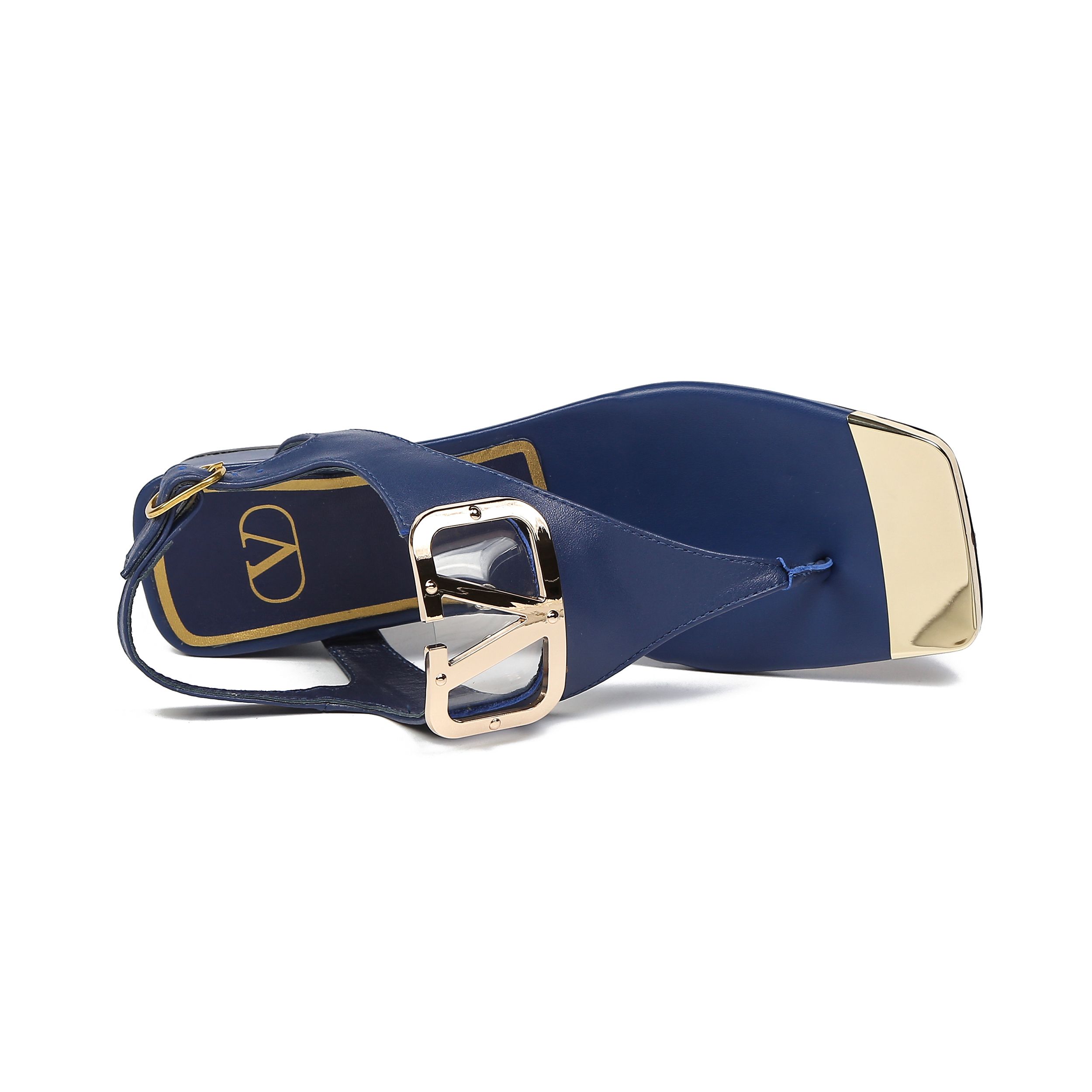 VALENTINO VLOGO SIGNATURE FLAT THONG SANDAL BLUE WS0EA7RZR_HG5