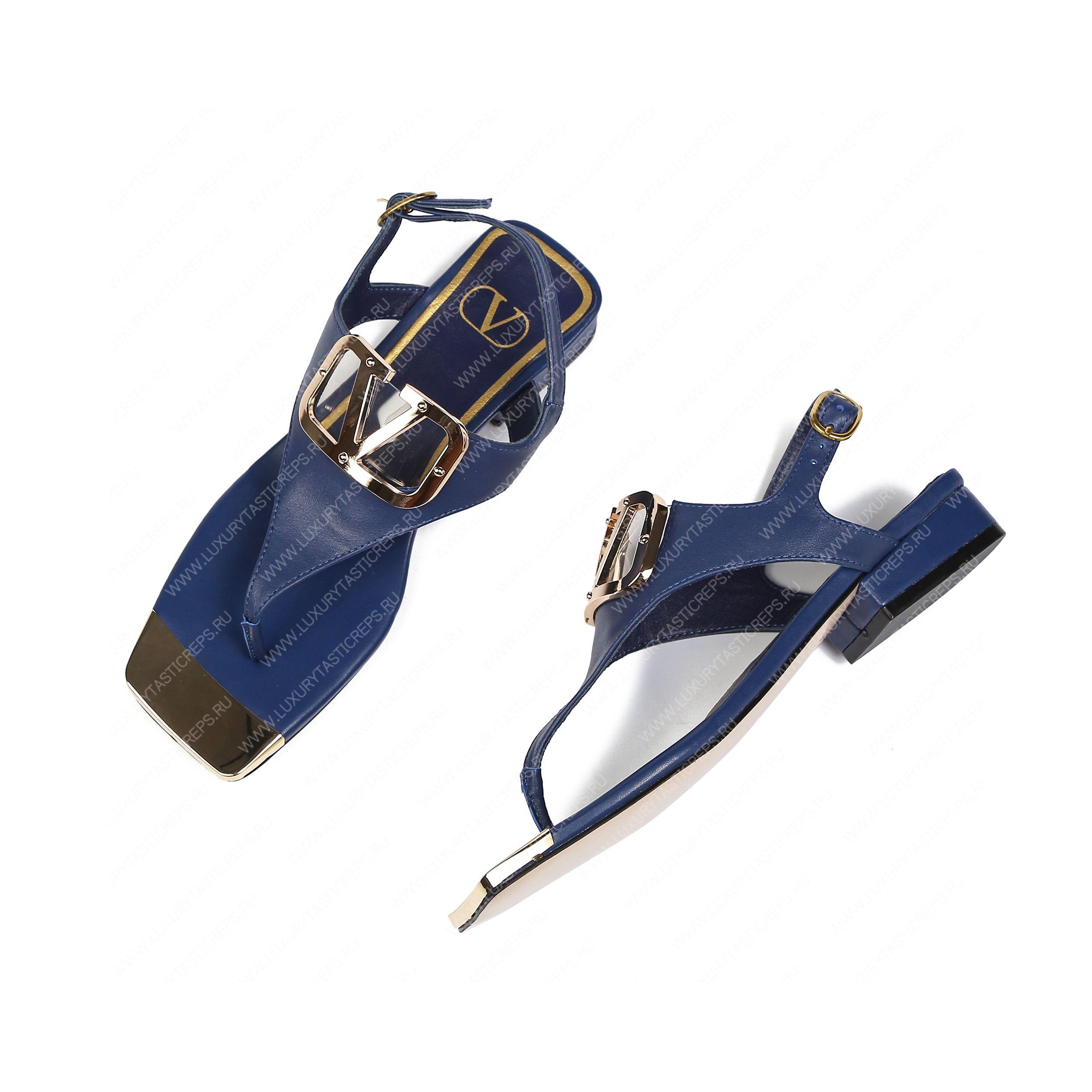 VALENTINO VLOGO SIGNATURE FLAT THONG SANDAL BLUE WS0EA7RZR_HG5