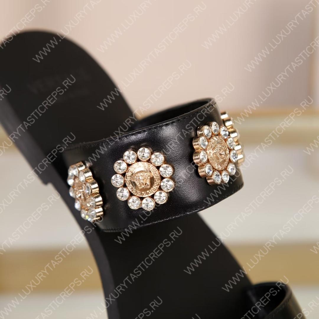 VERSACE FLAT SANDALS BLACK 1007274