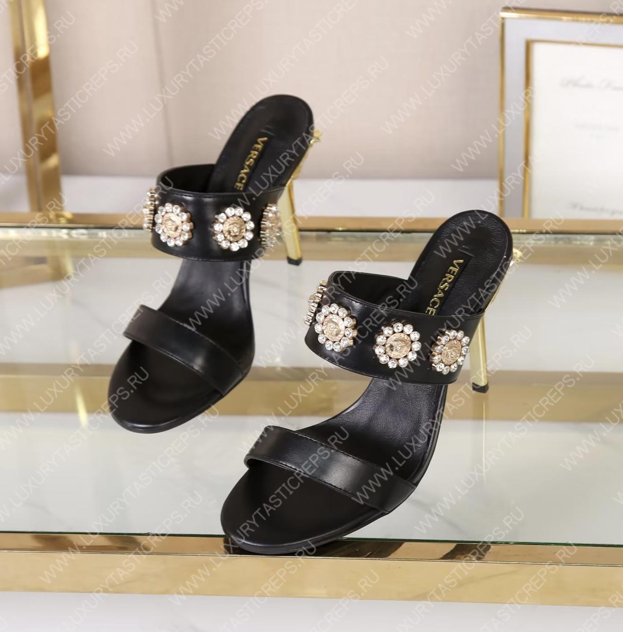 VERSACE MID-HEEL SANDALS BLACK 1007274
