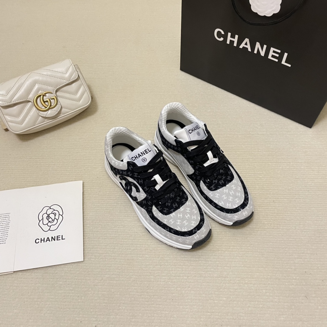 Ch*el women sneakers black and white g39230