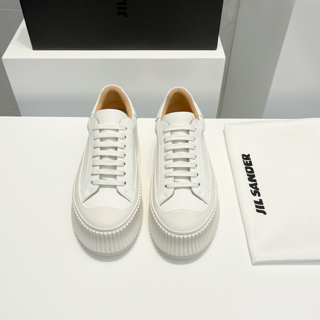JIL SANDER LEATHER SNEAKERS WHITE J32WS0018