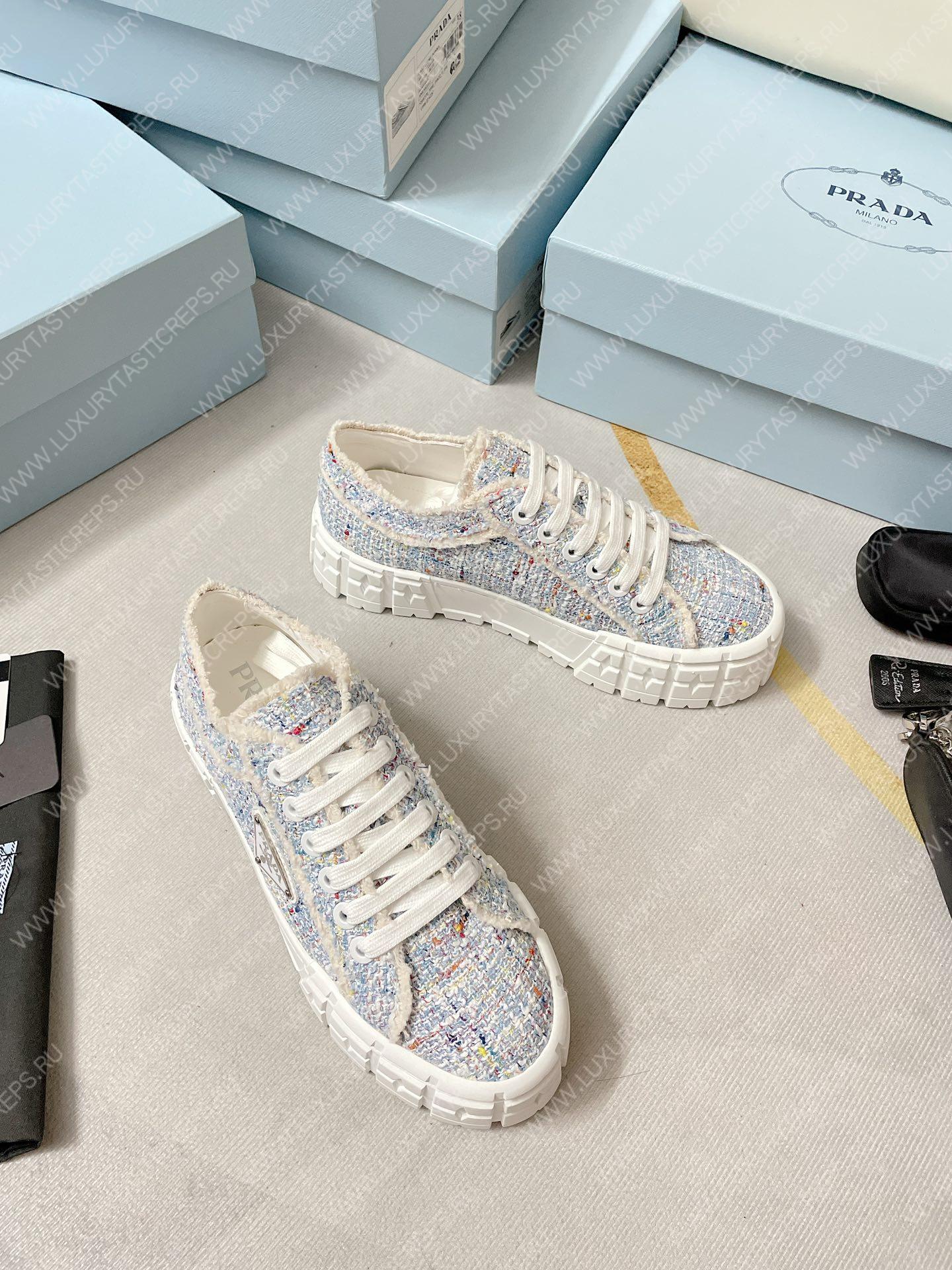 Pra*a double wheel nylon gabardine sneakers tweed blue 1e260m