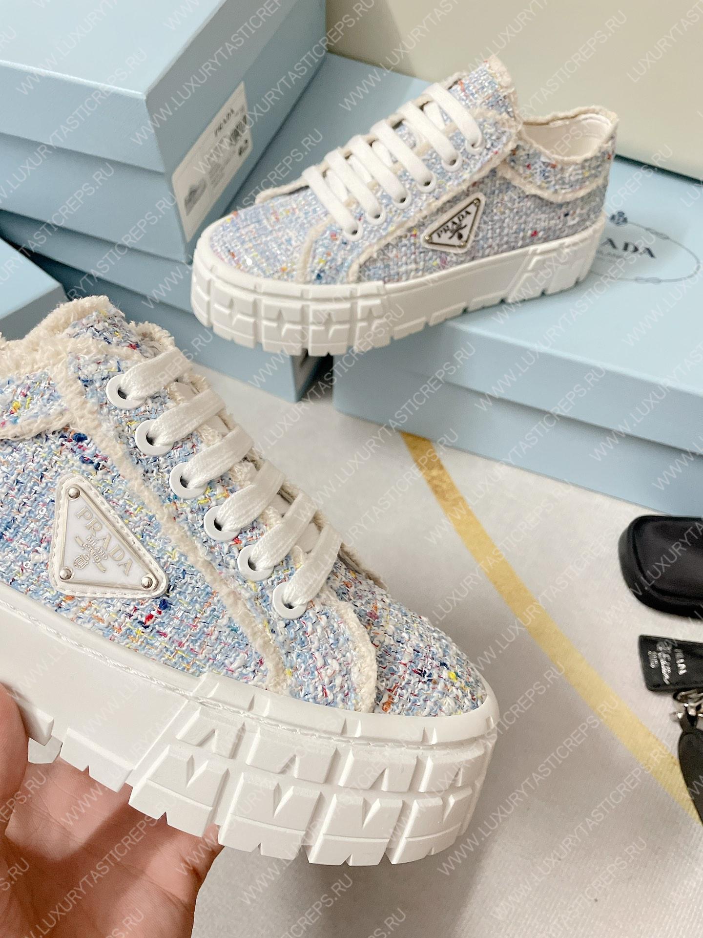 Pra*a double wheel nylon gabardine sneakers tweed blue 1e260m