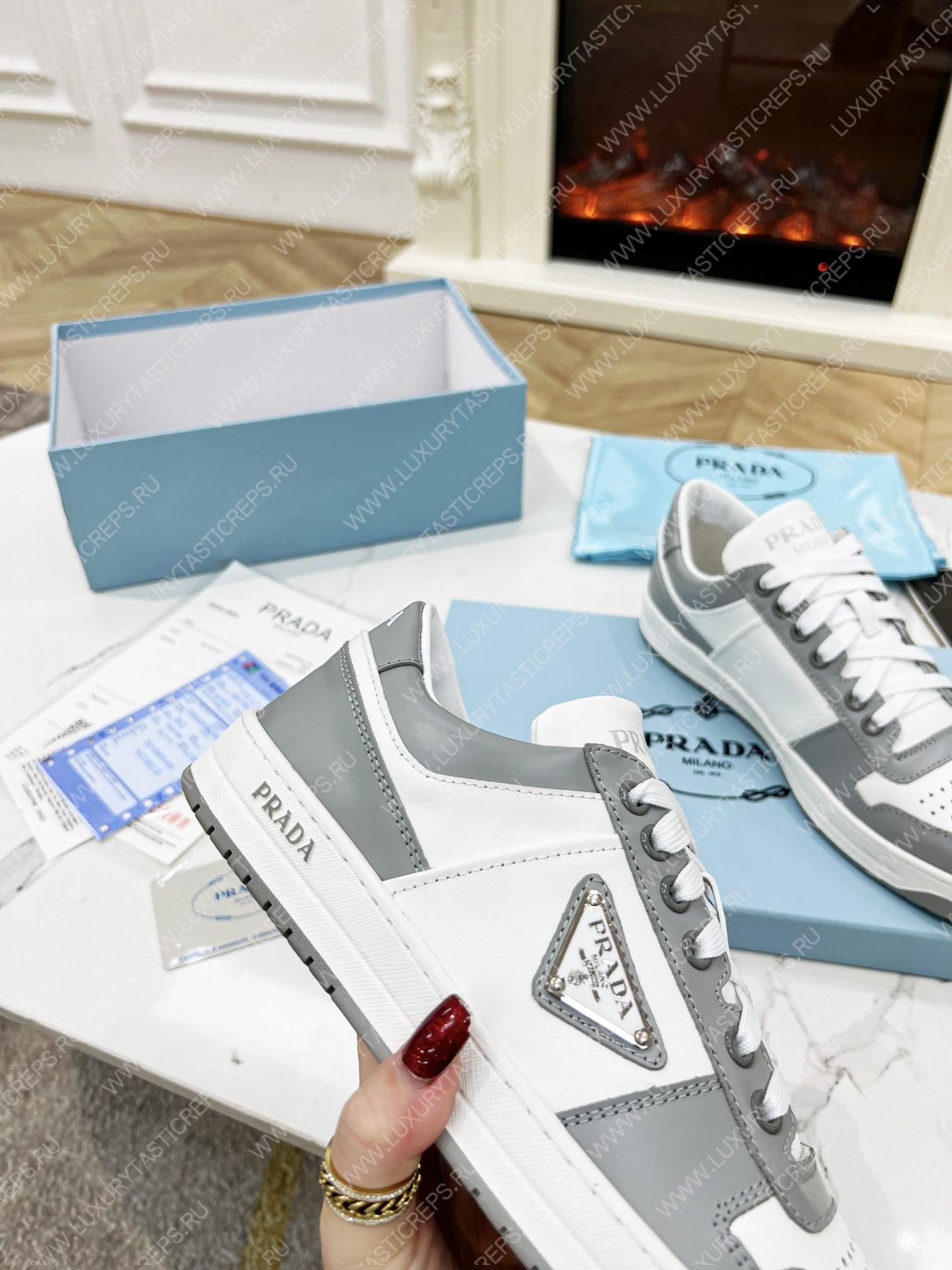 Pra*a downtown leather sneakers white/grey 2ee364