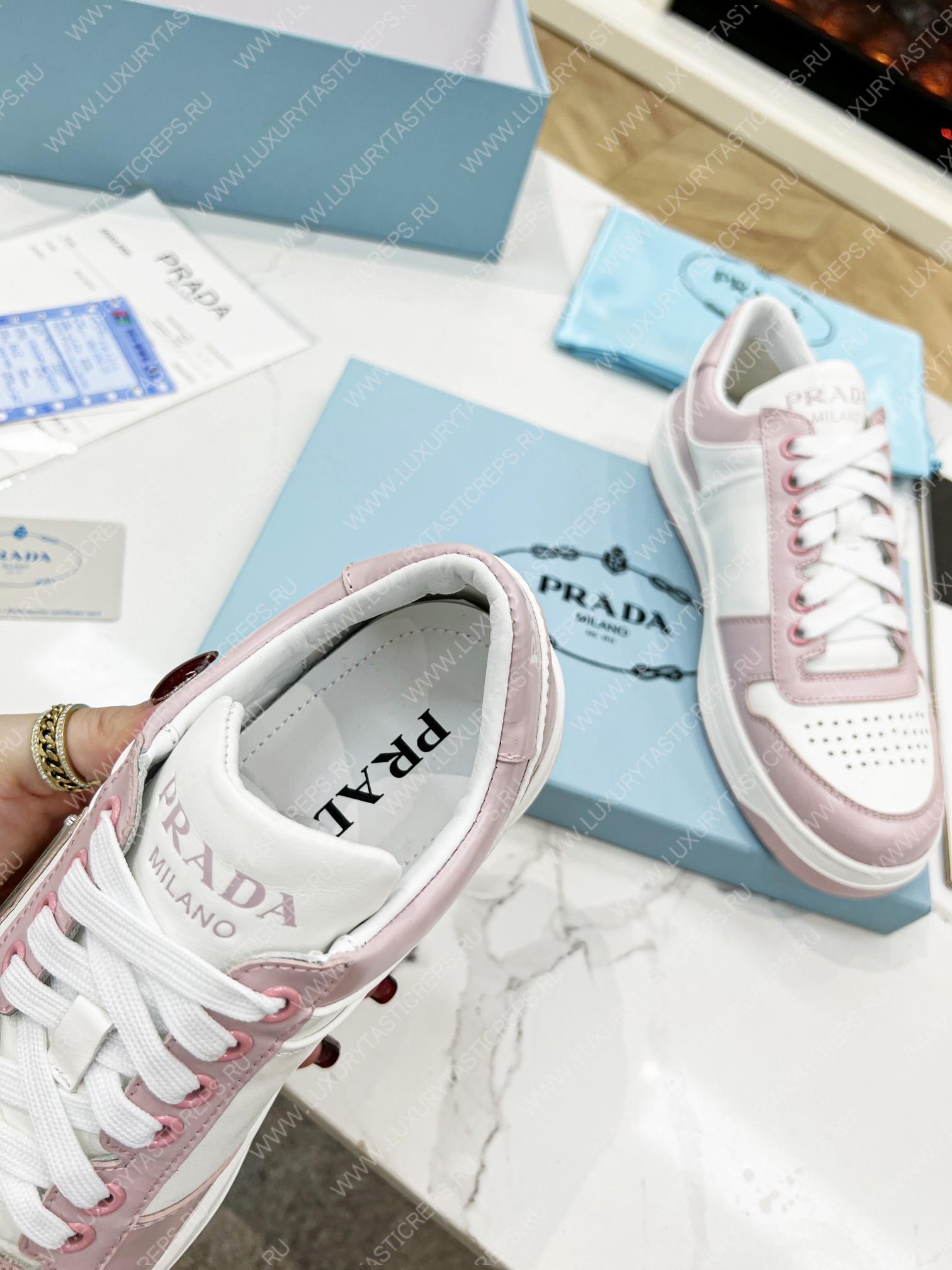 Pra*a downtown leather sneakers white/pink 2ee364