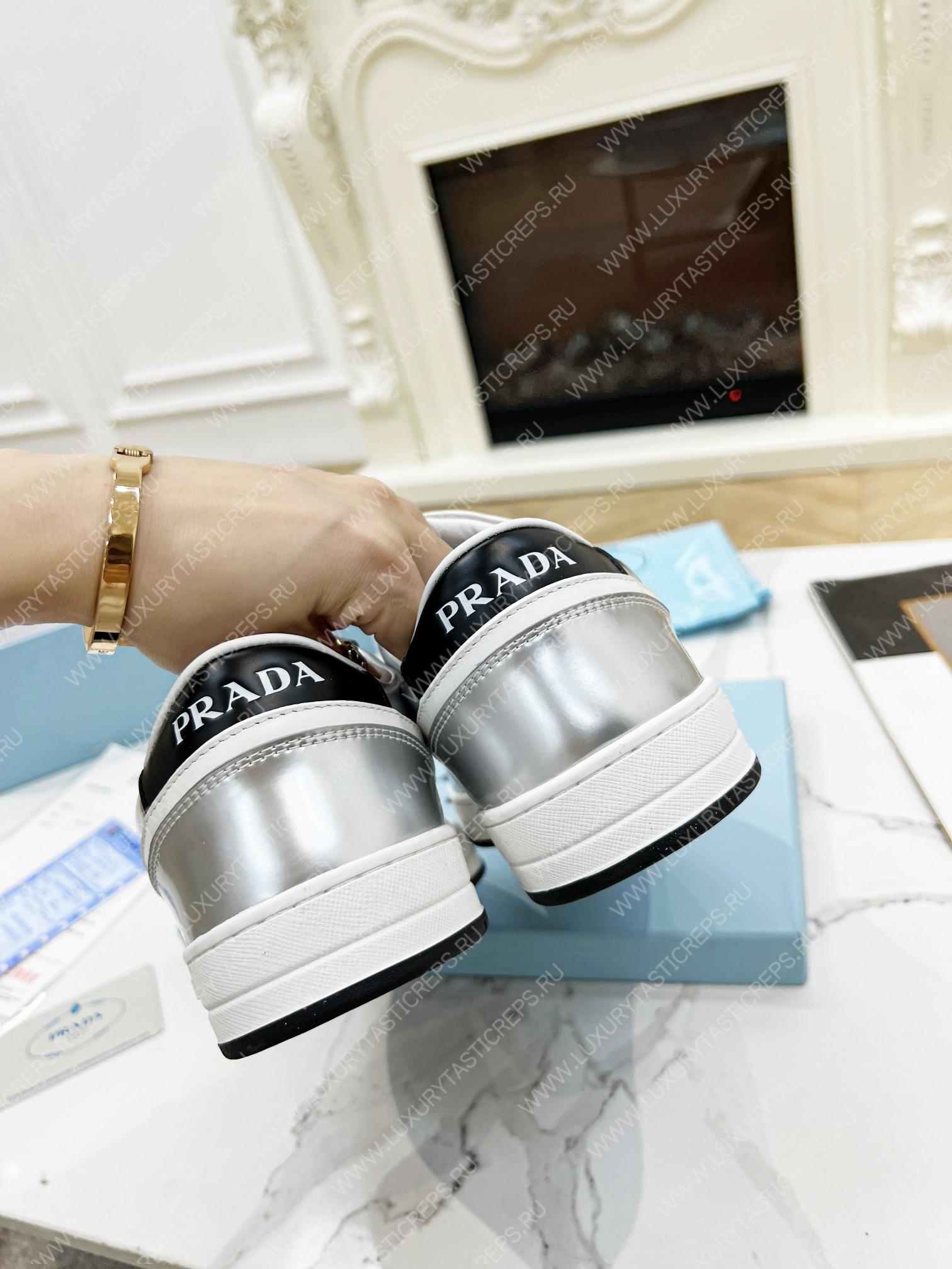 Pra*a downtown leather sneakers white/silver 2ee364