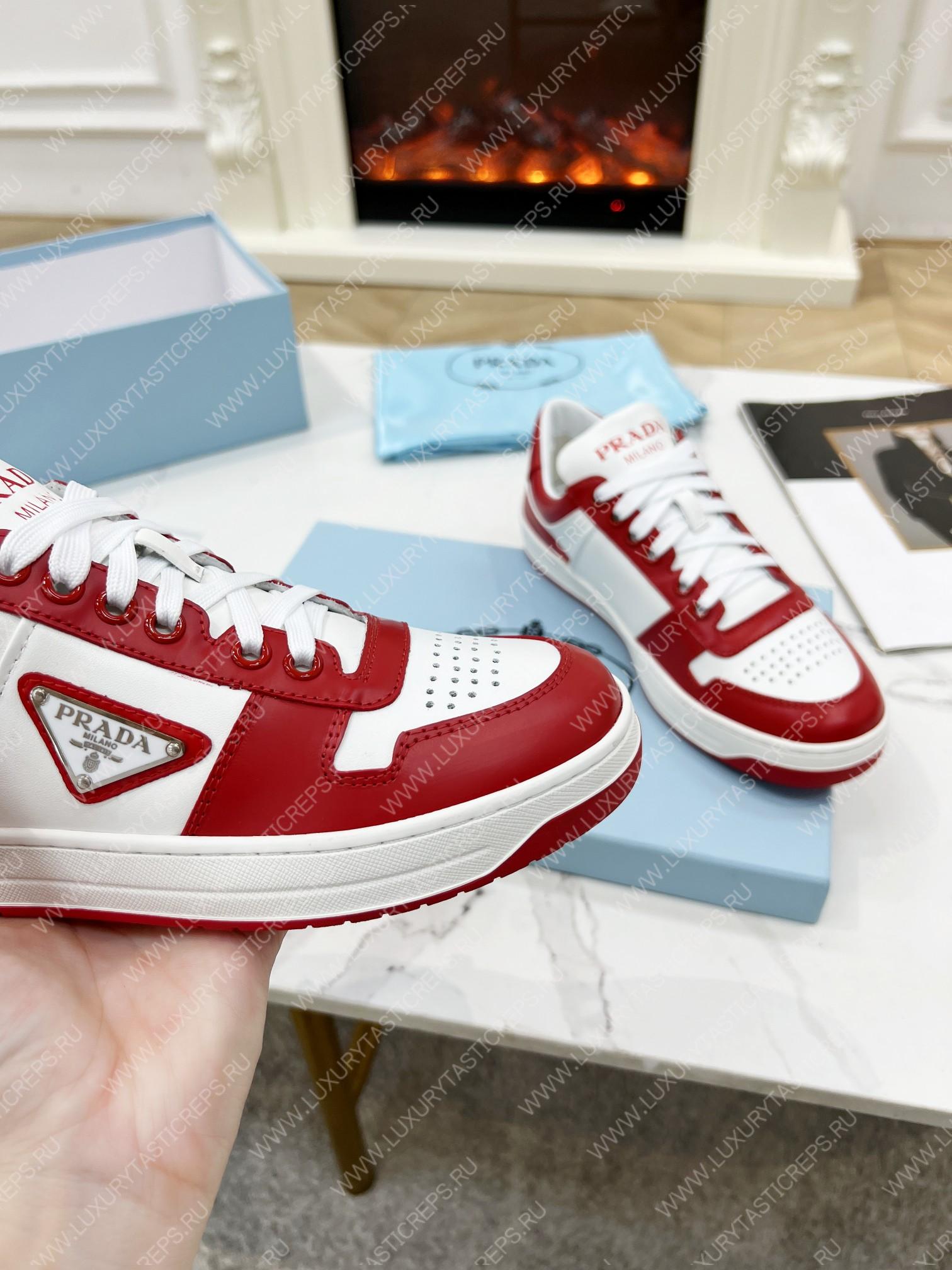 Pra*a downtown leather sneakers white/red 2ee364