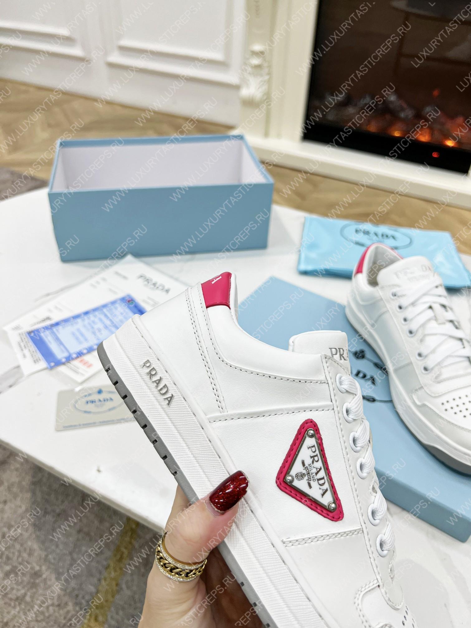 Pra*a downtown leather sneakers white/pink 2ee364