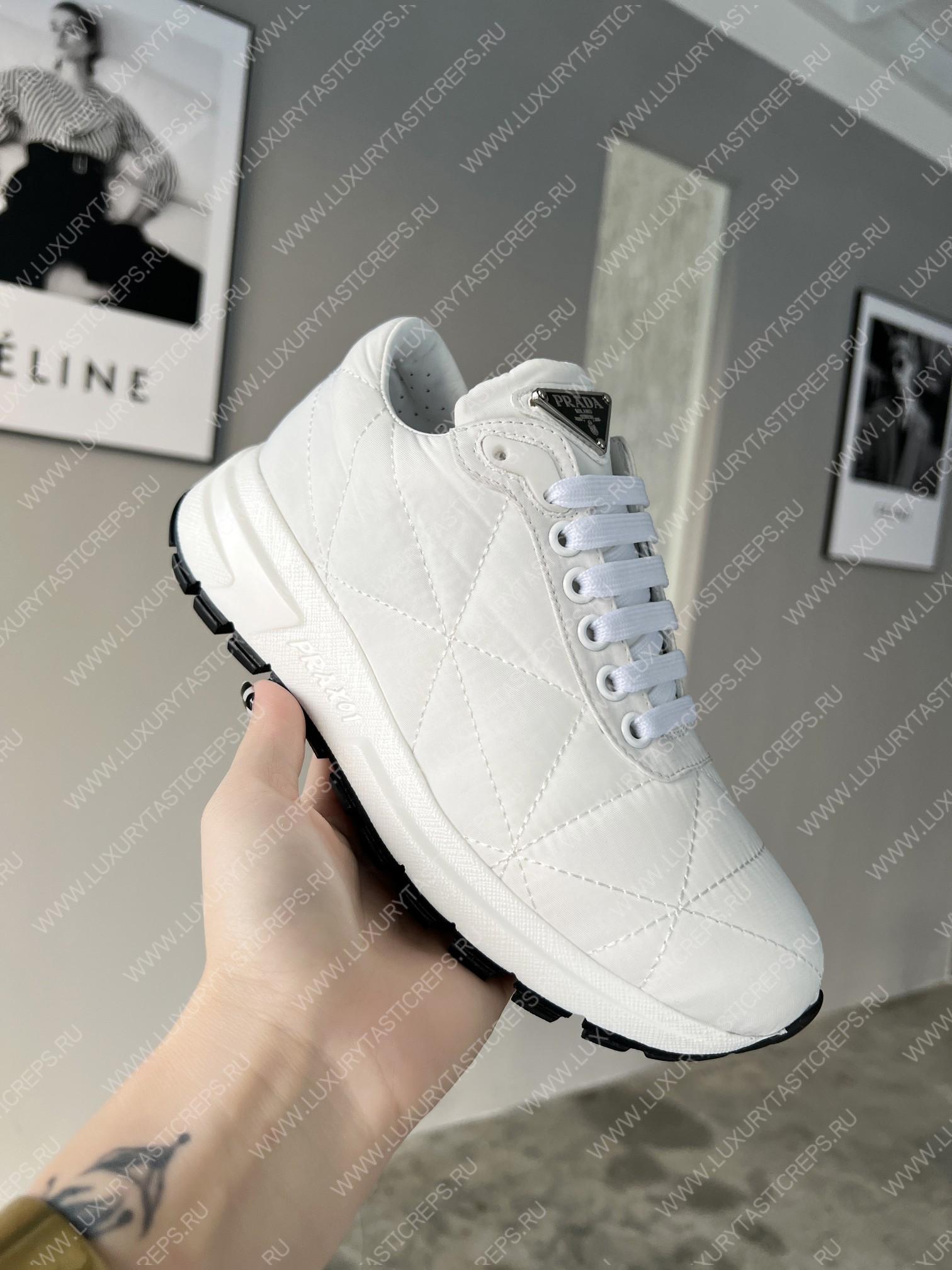 Pra*a quilted nylon sneakers white/black 2ee367
