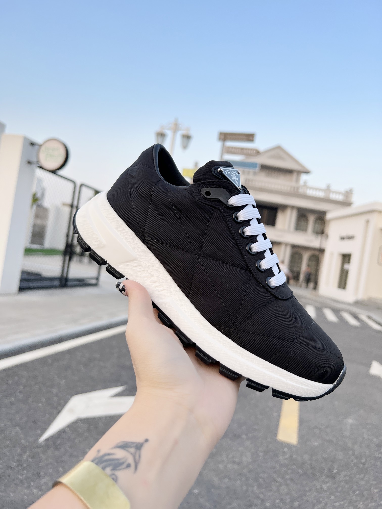 Pra*a quilted nylon sneakers black 2ee367