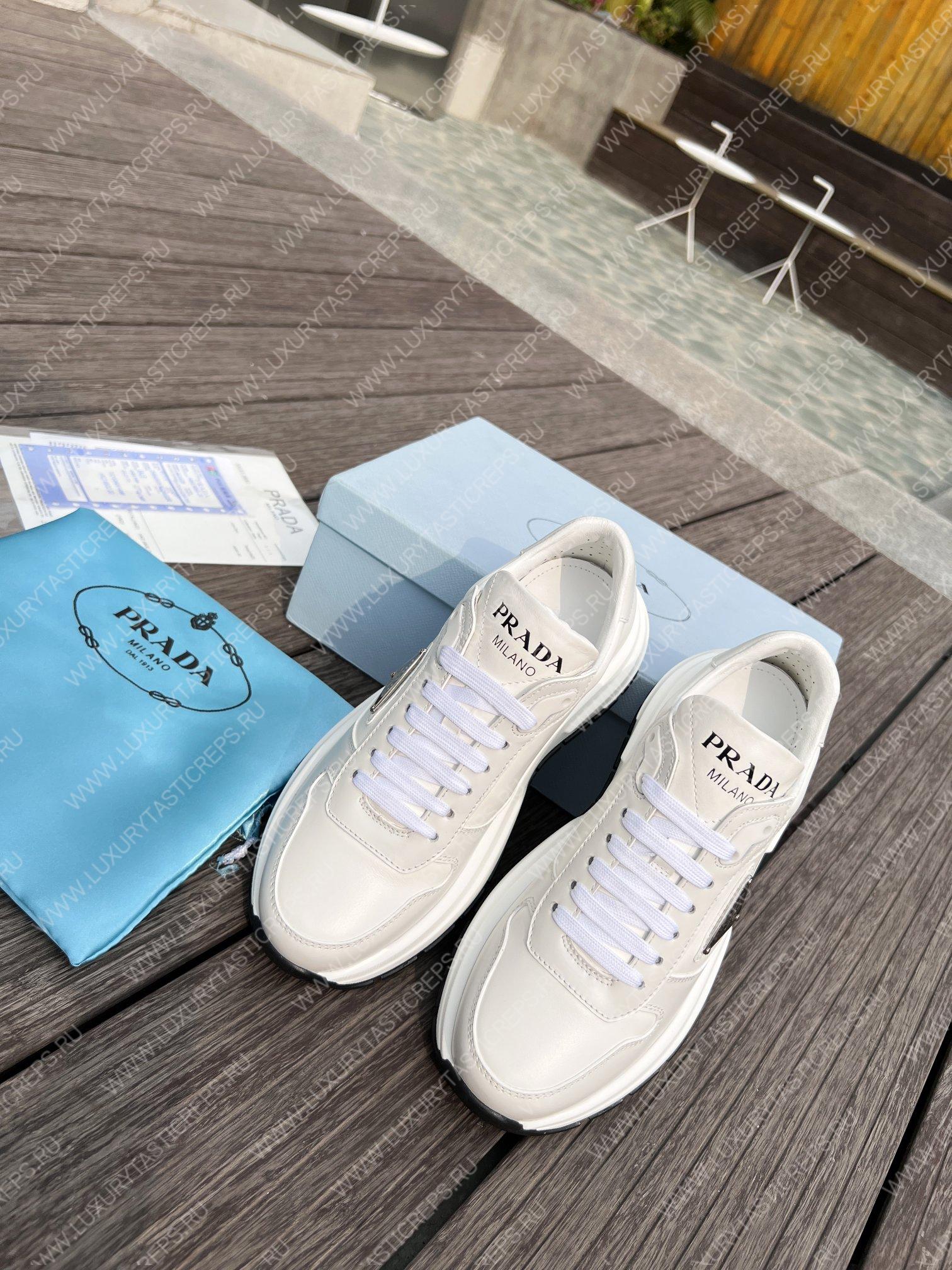 Pra*a nylon gabardine sneakers white/black 1e804m