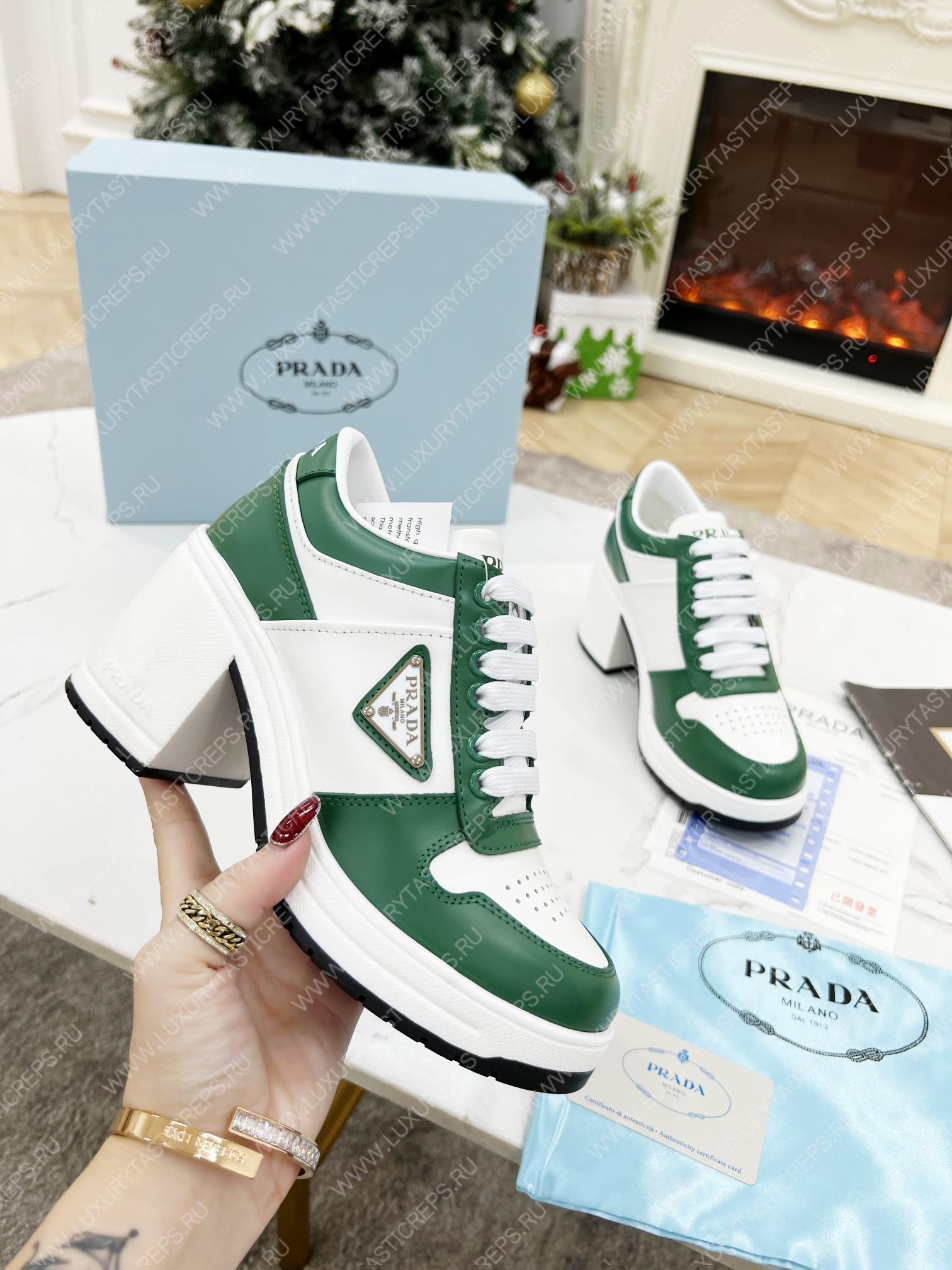 Pra*a downtown high-heeled leather sneakers white/mango 1e792m