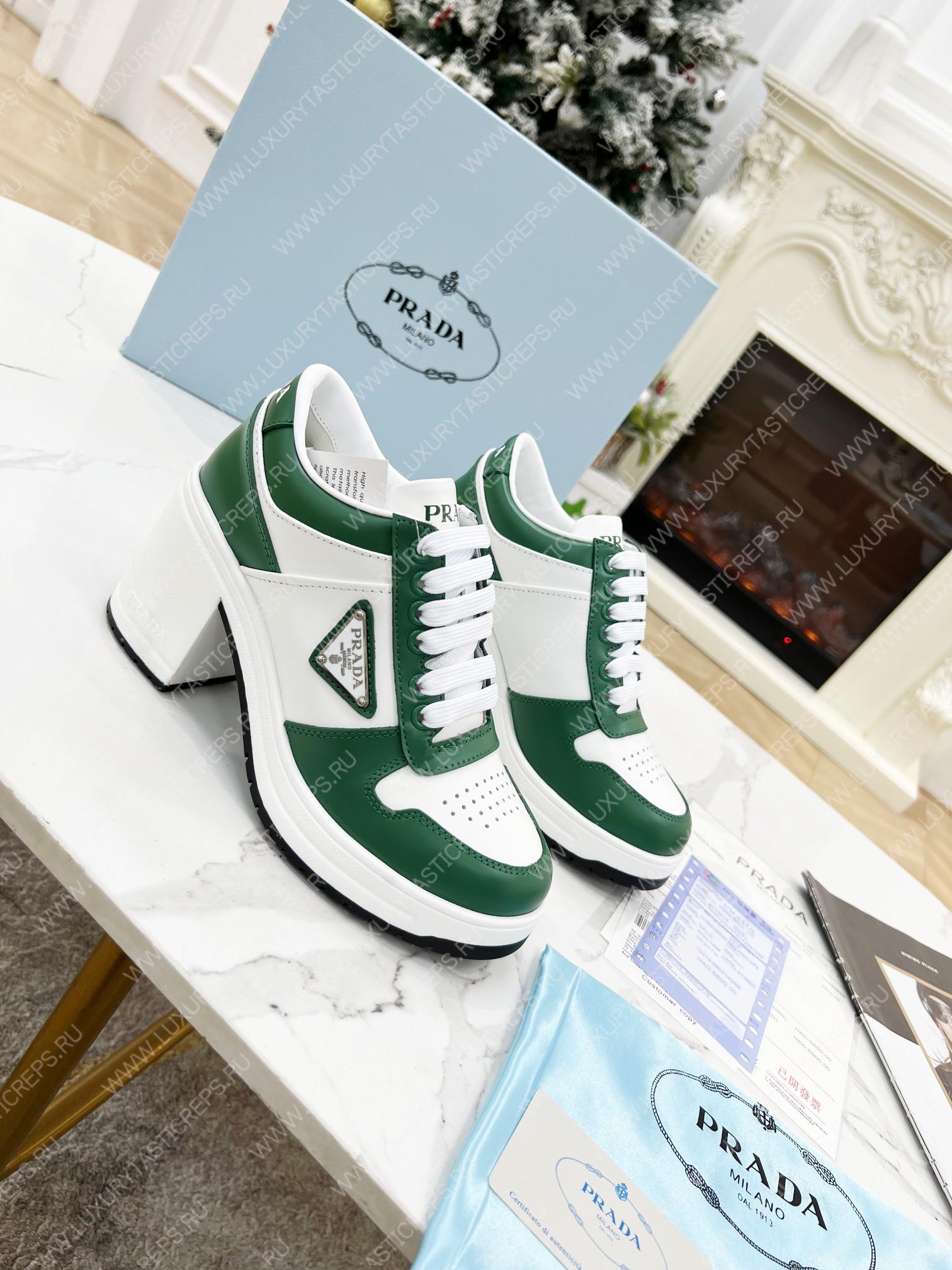 Pra*a downtown high-heeled leather sneakers white/mango 1e792m