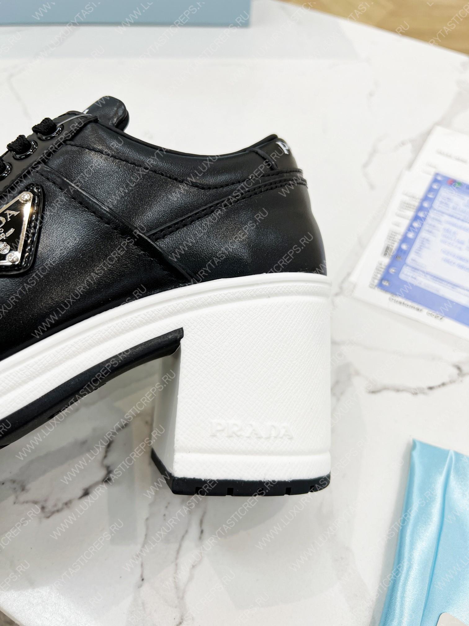 Pra*a downtown high-heeled leather sneakers black 1e792m