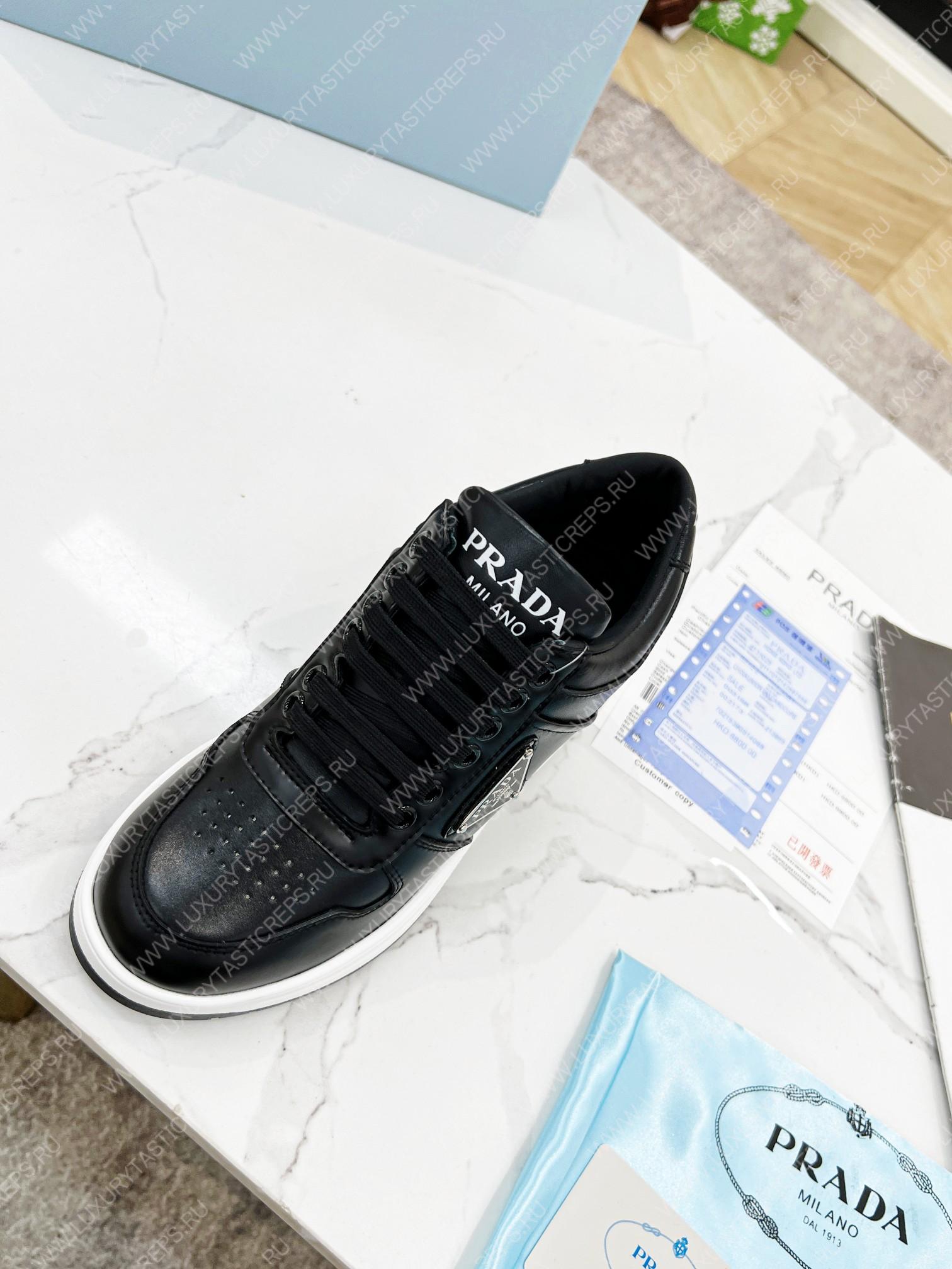 Pra*a downtown high-heeled leather sneakers black 1e792m