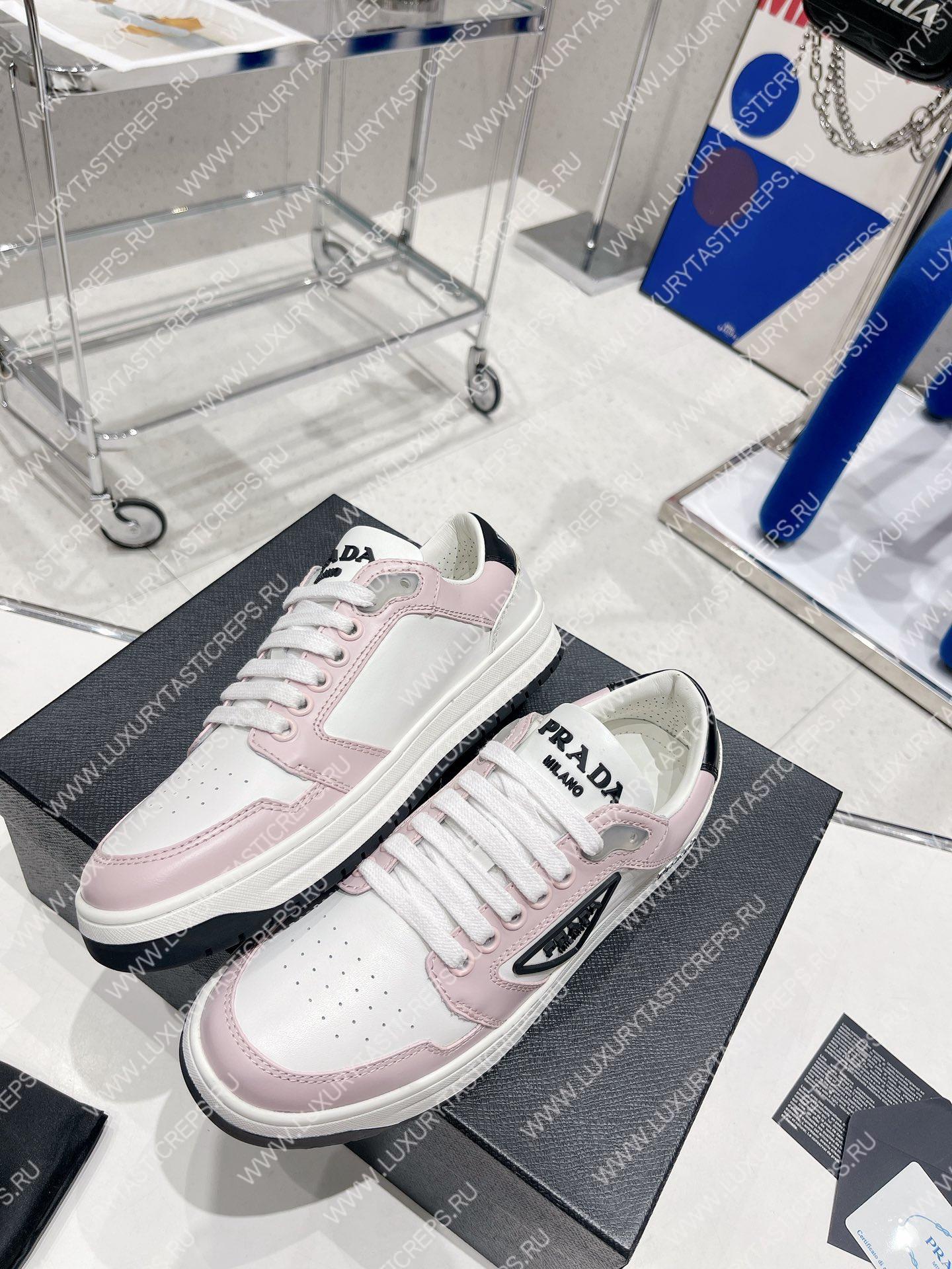 Pra*a district perforated leather sneakers white/albaster pink 1e790m