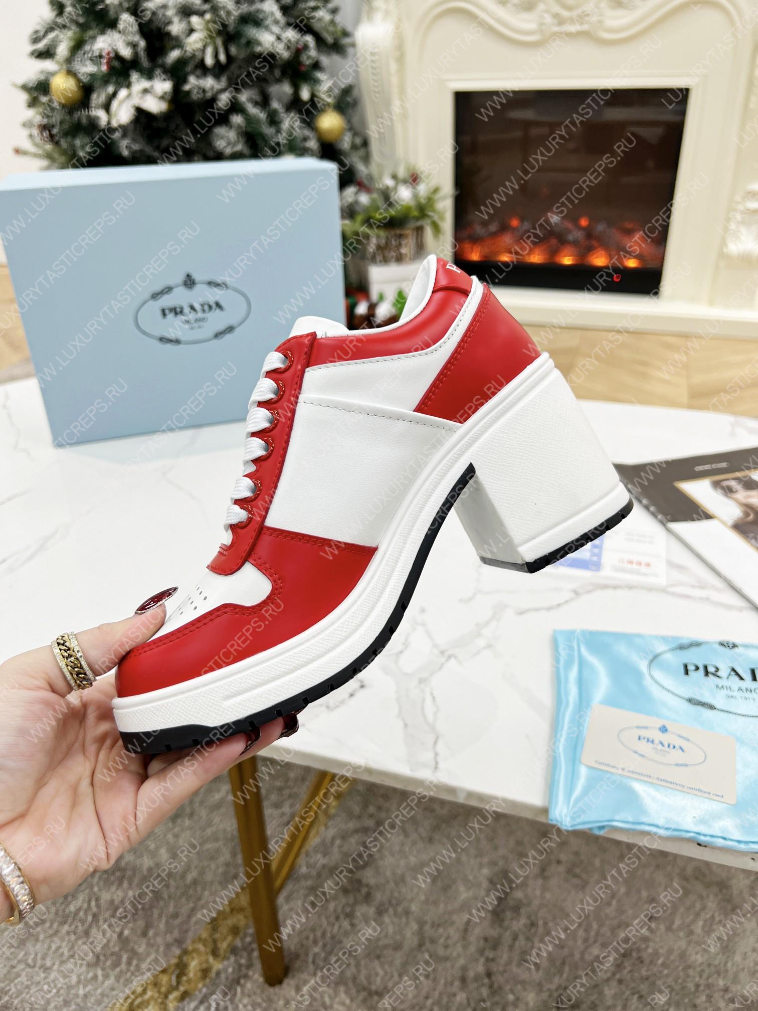Pra*a downtown high heeled sneakers white/red 1e792m