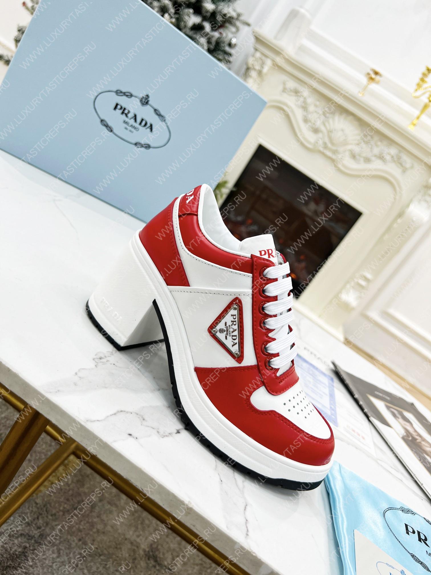 Pra*a downtown high heeled sneakers white/red 1e792m