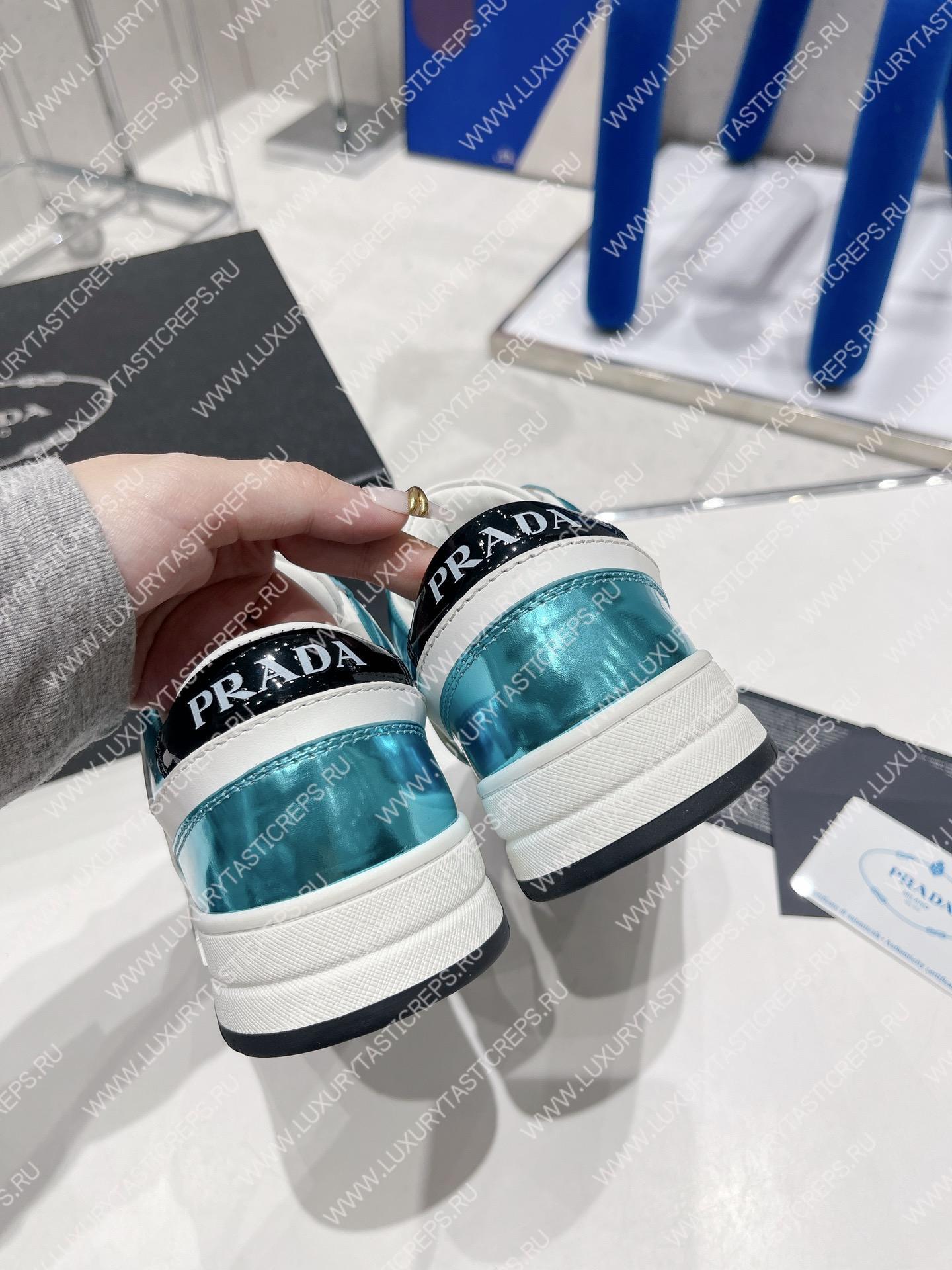 Pra*a downtown leather sneakers white/sky blue 2ee364